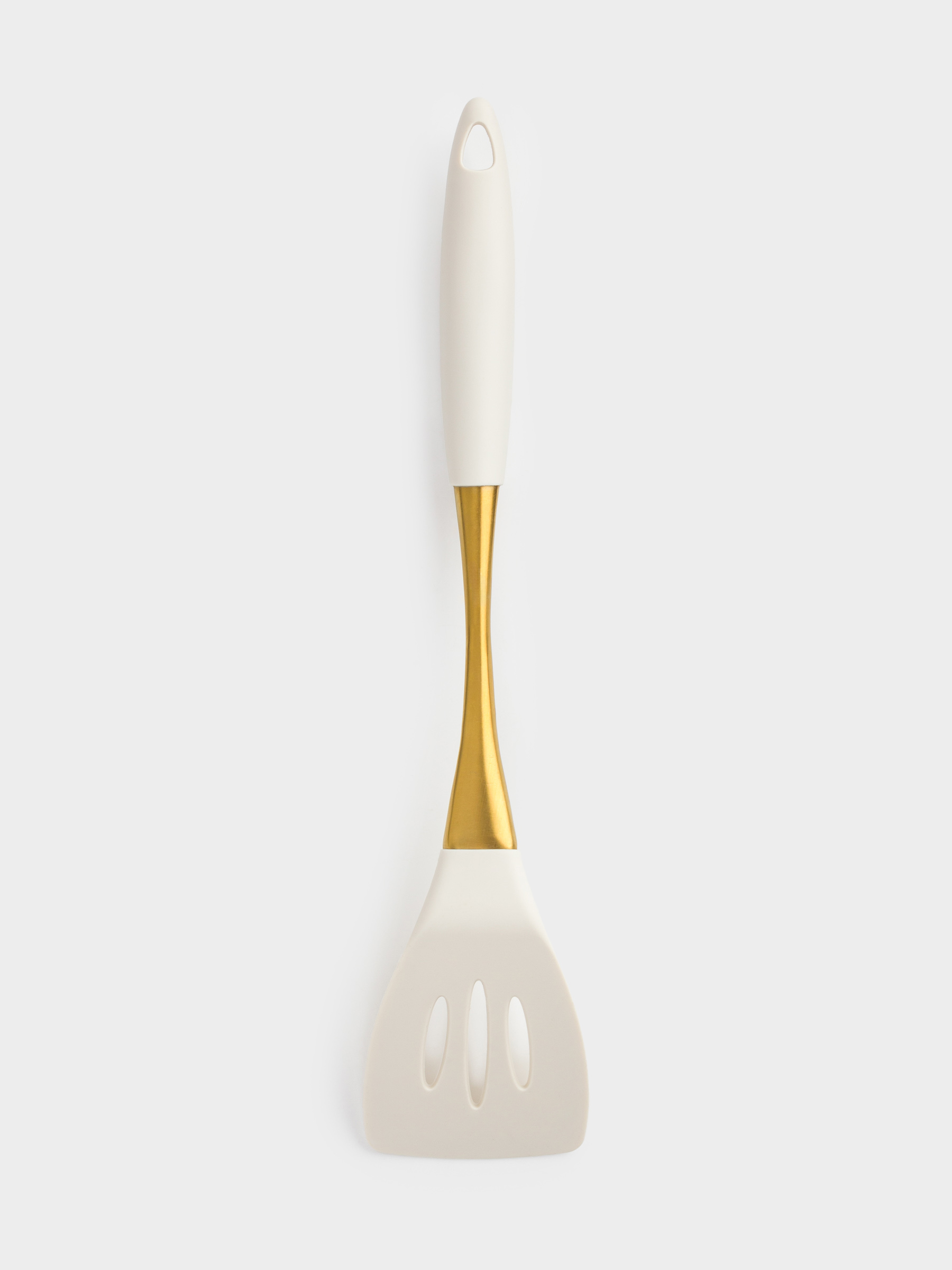 Spatula, 36 cm, with slits, silicone / steel, milky gold, Pintino, image-3