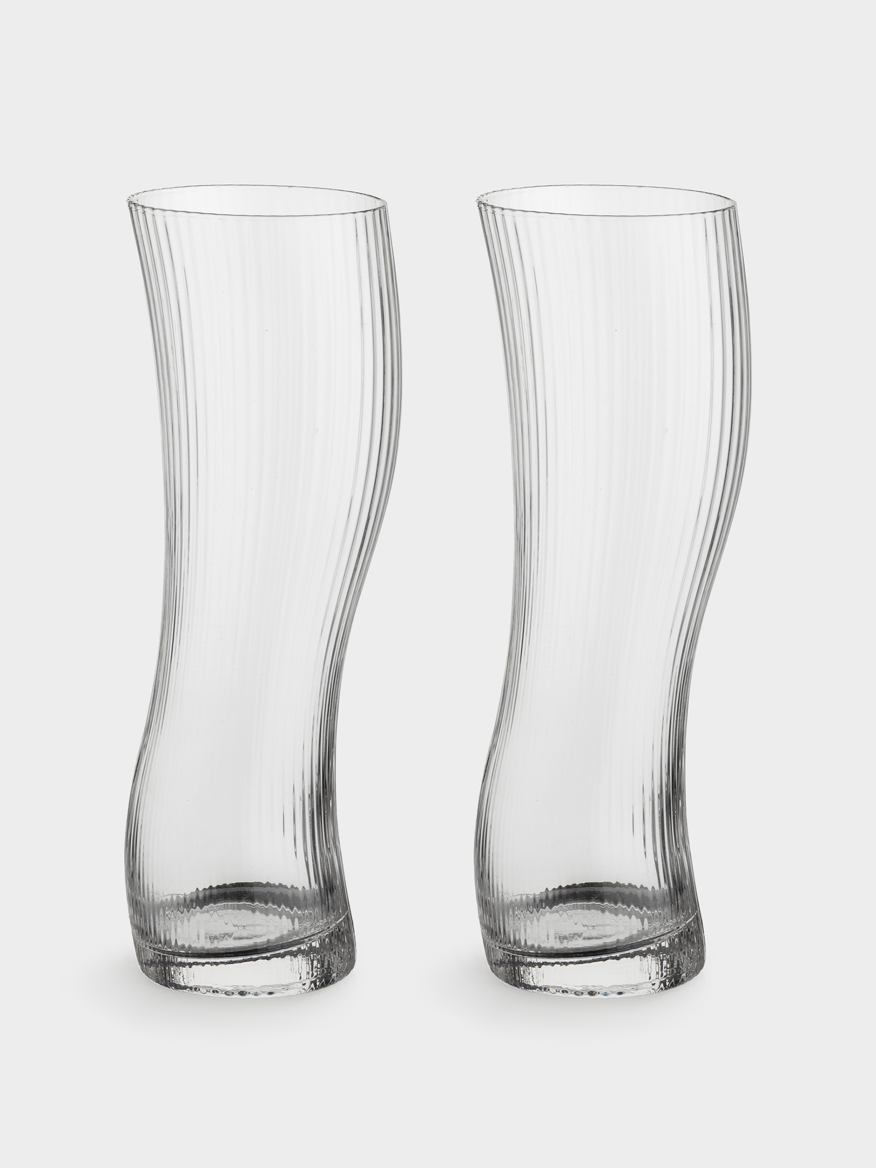 Beer glass, 23 cm, 600 ml, 2 pcs, glass R, Bend, Ribby, image-1