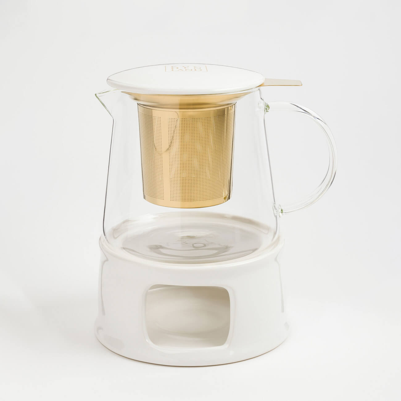 Teapot, 600 ml, heated, glass B / porcelain P, milk-golden, Ellan