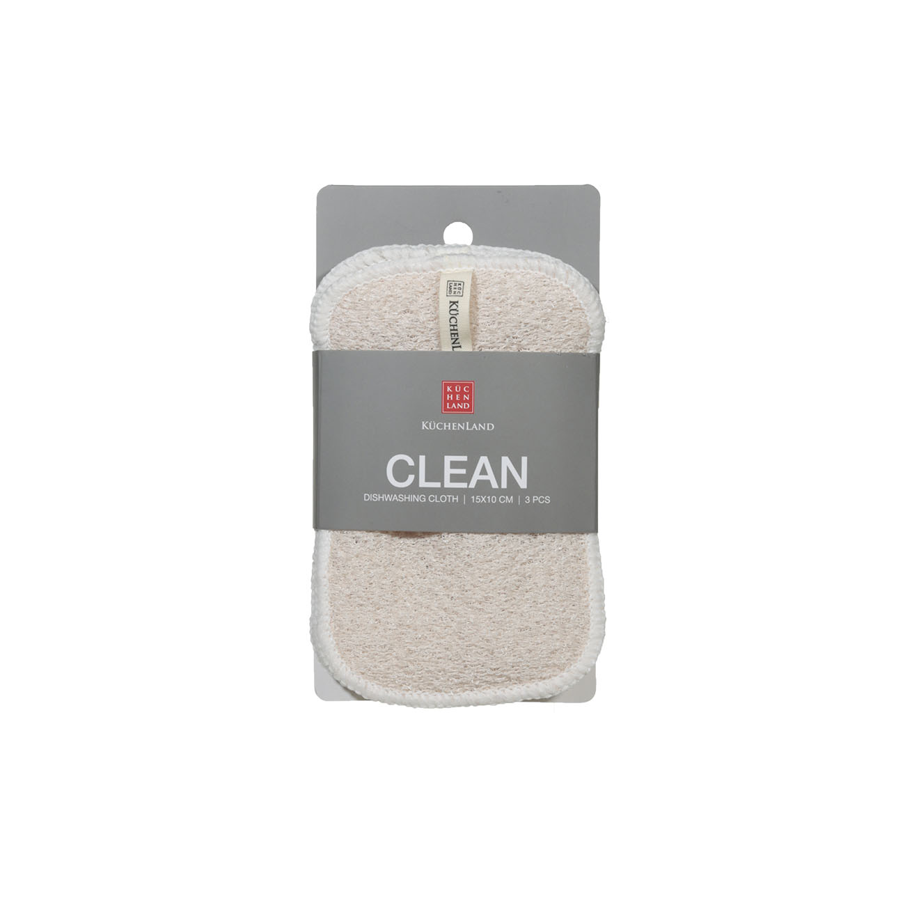 Dishcloth, 15x10 cm, 3 pcs, natural fiber, beige, Clean