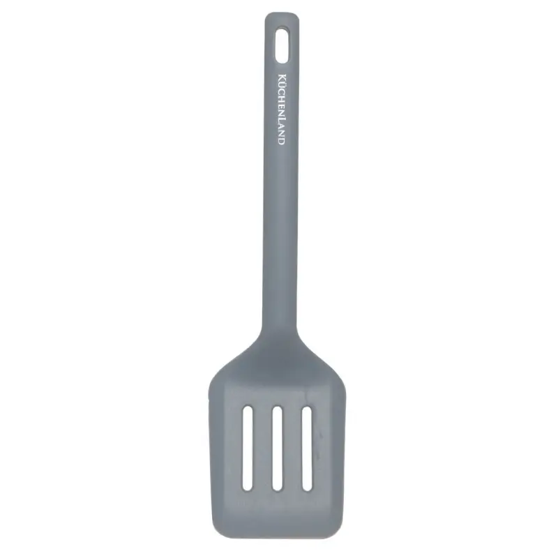 Spatula, 30 cm, slotted, Silicone, Grey, Grey steel