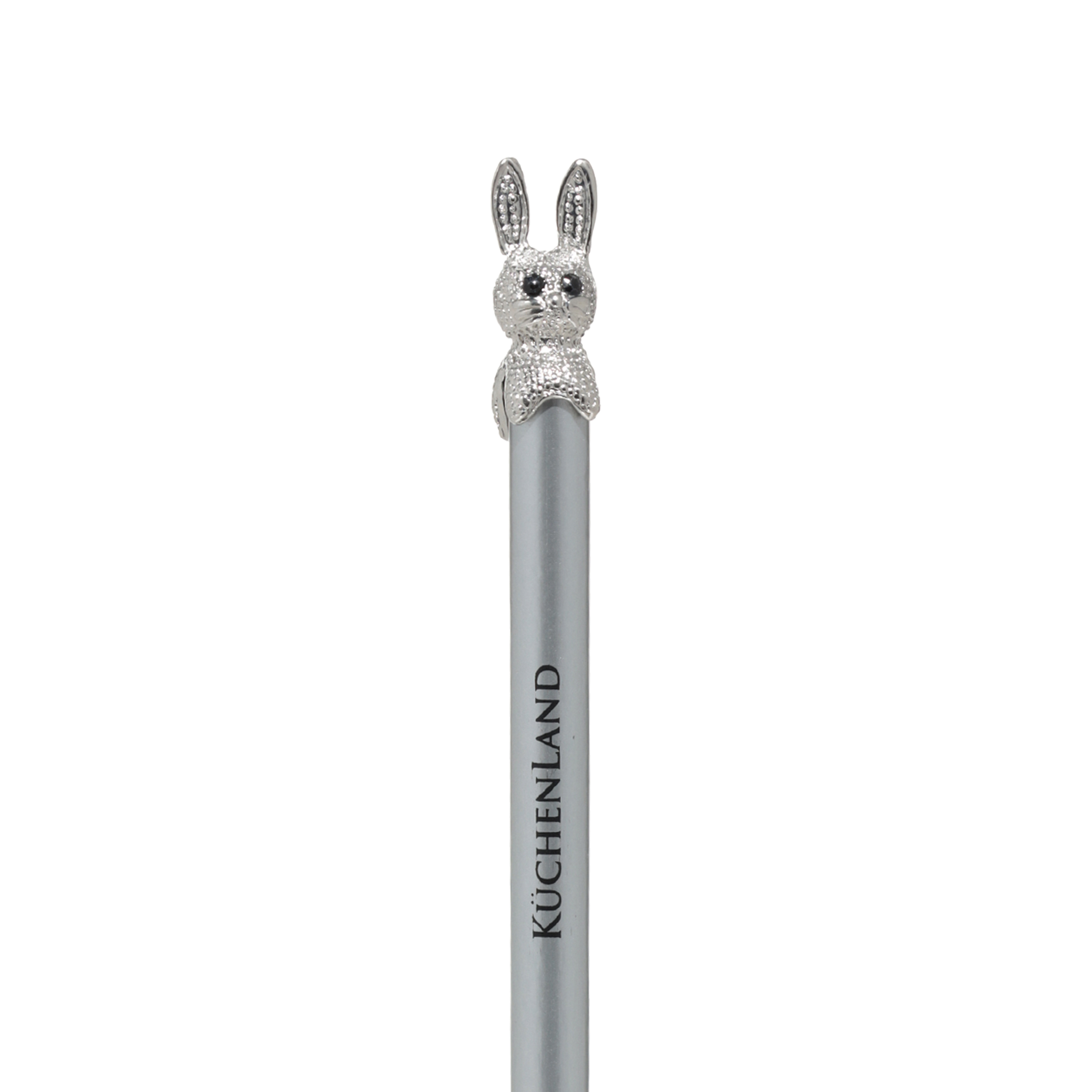 Ballpoint pen, 14 cm, with figure, silver, Hare, Draw figure, image-2
