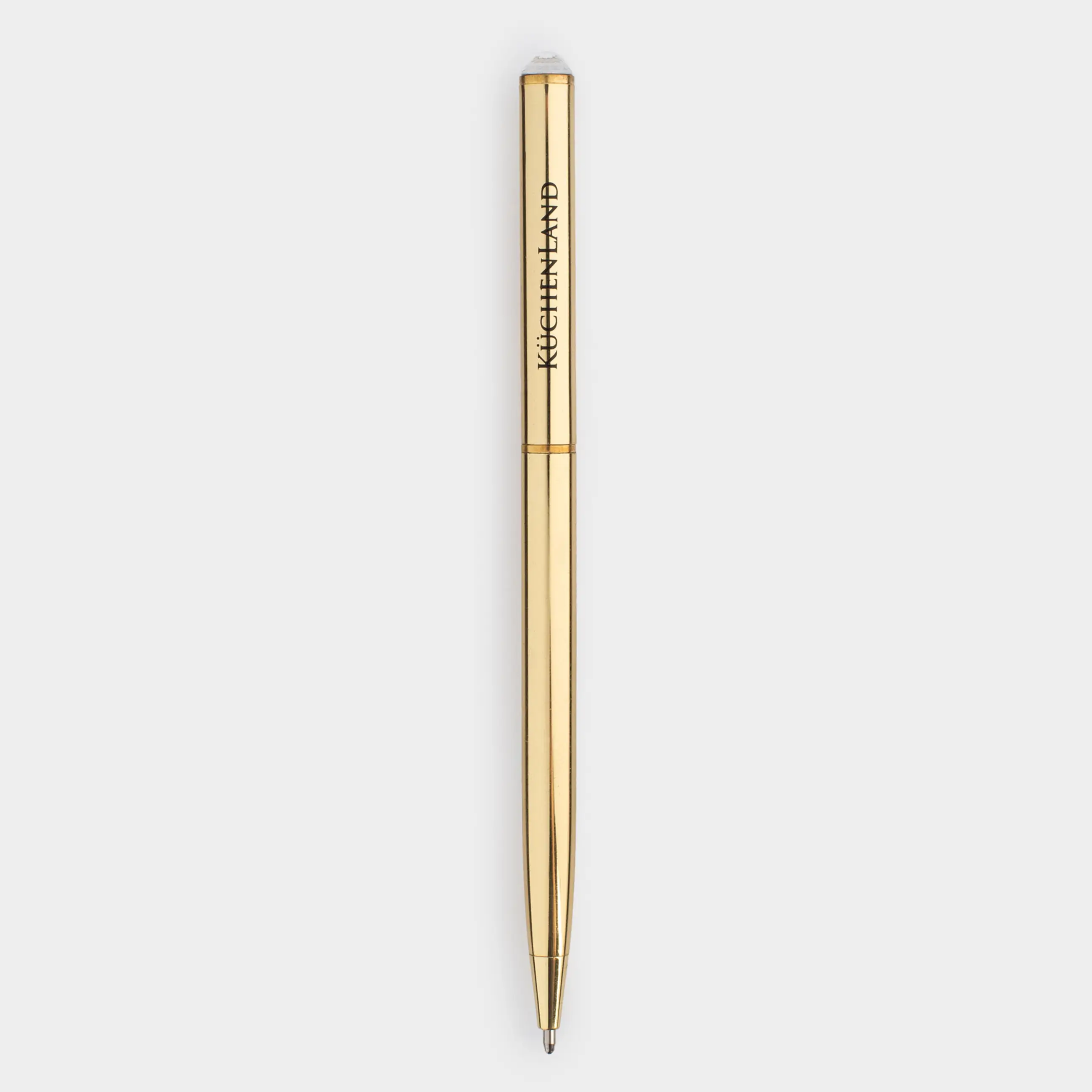 Ballpoint pen, 13 cm, with crystal, metal, gold, Draw