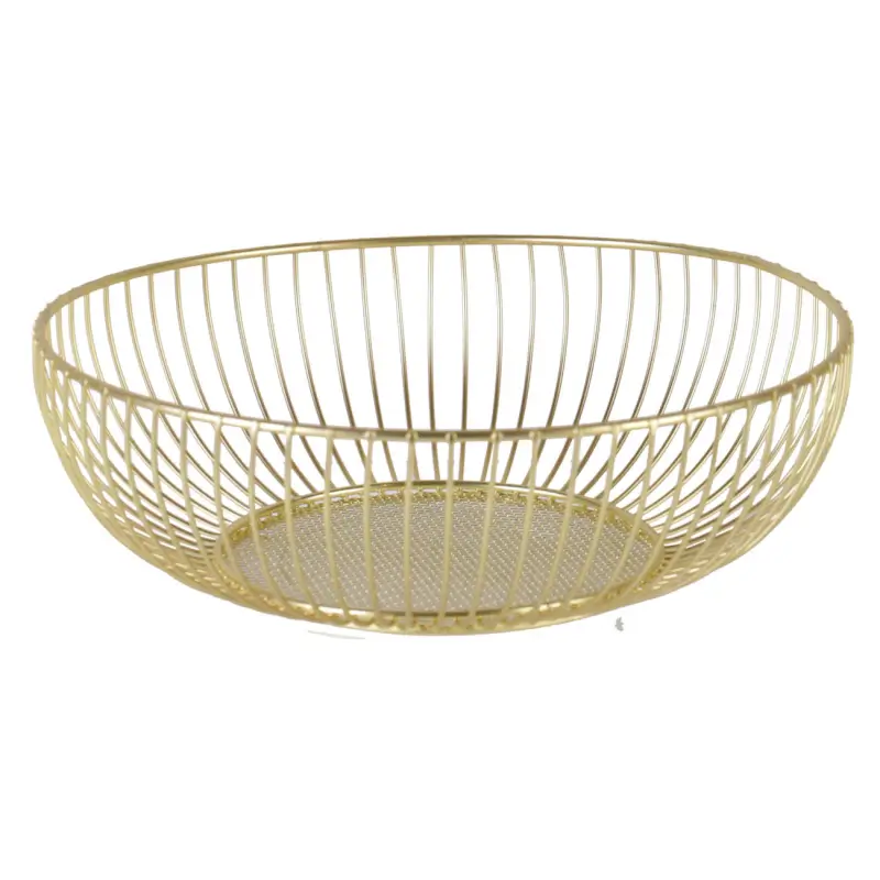 Fruit basket, 25 cm, metal, golden, Twist gold ,image-0