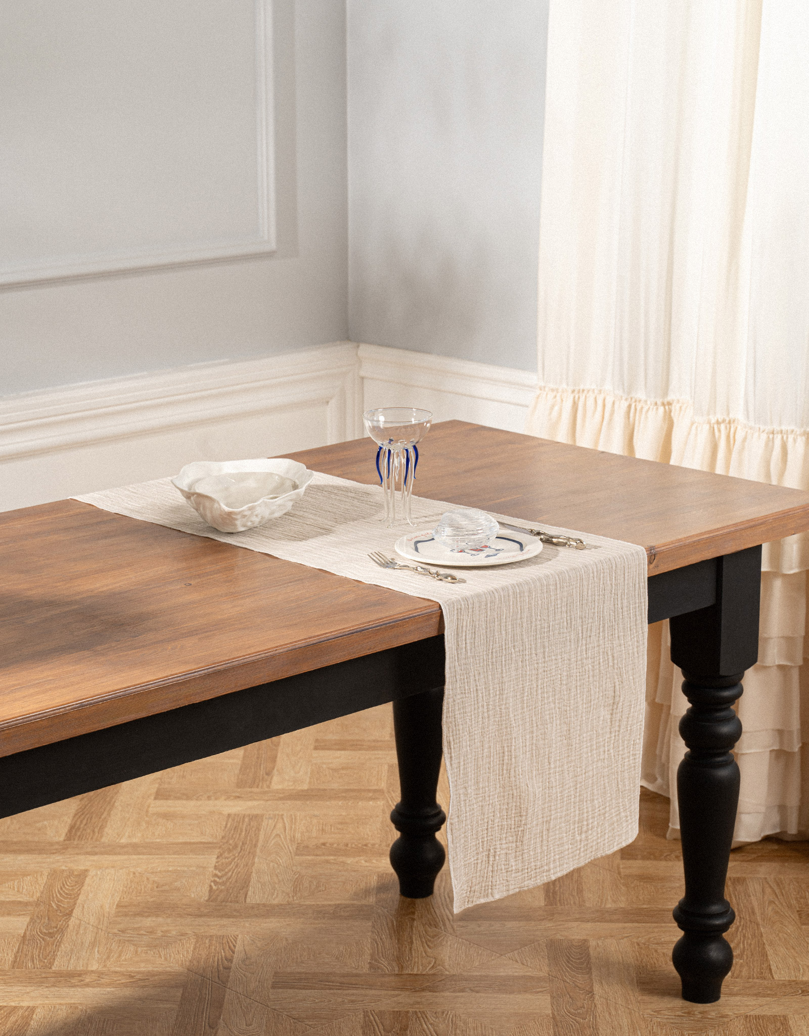 Table runner, 40x160 cm, muslin, milky, Design, Muslin print, image-6