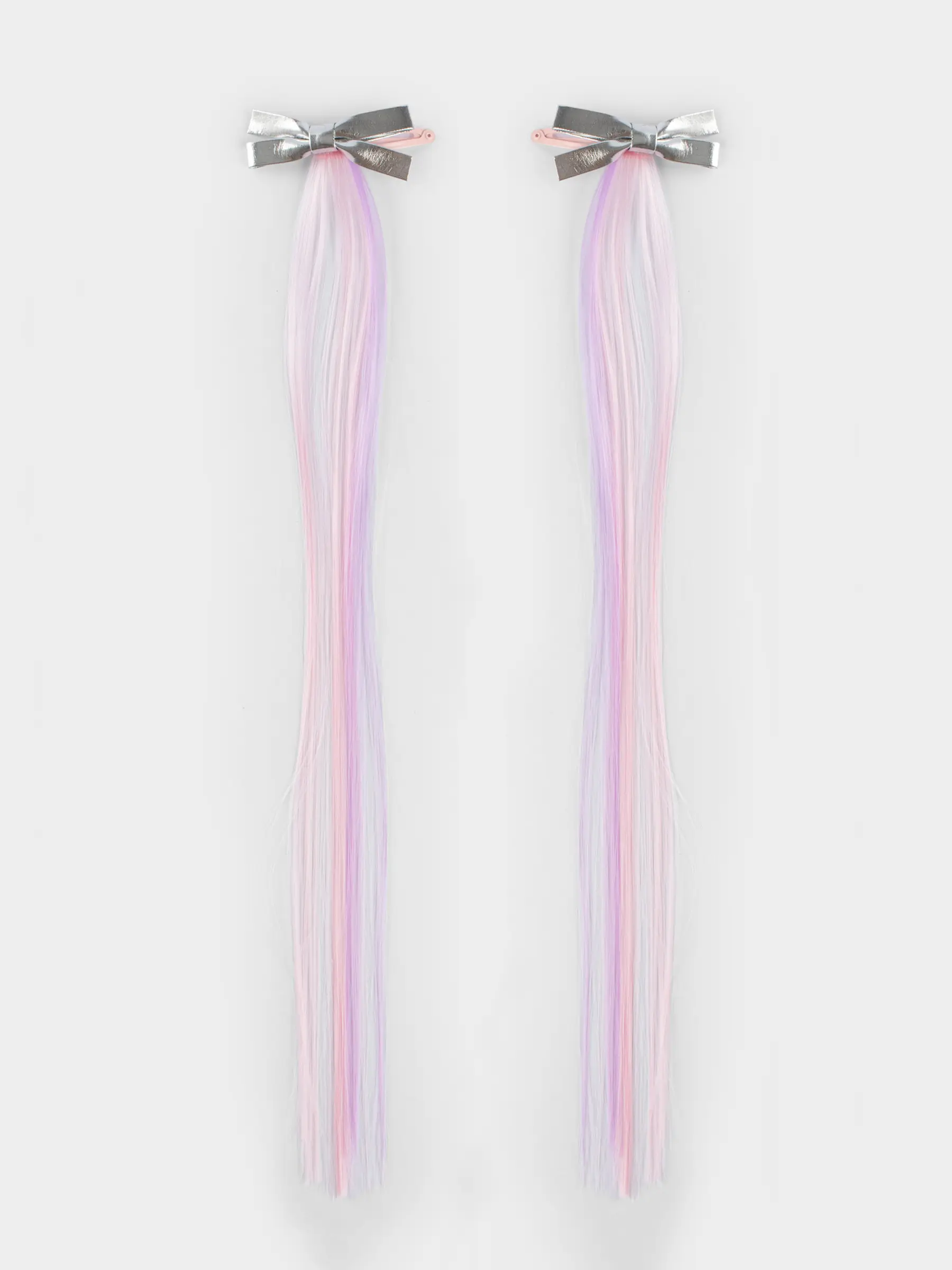 Hair clip, 32 cm, 2 pcs, children's, with strands, polyurethane / metal, Bow, Hairstyle