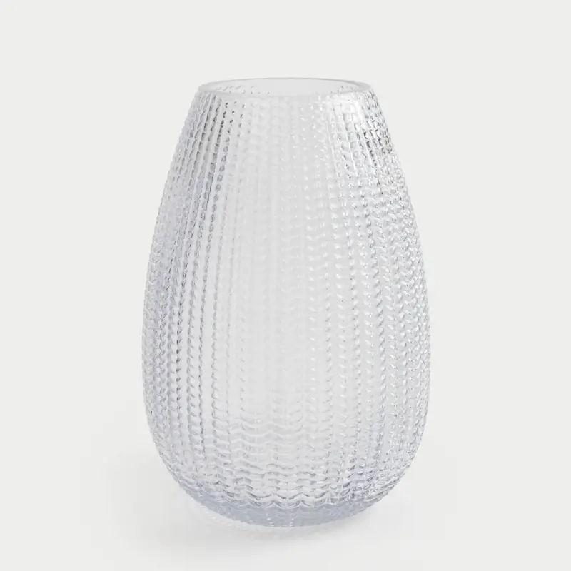 Flower vase, 26 cm, glass, gray-blue, Fantasy