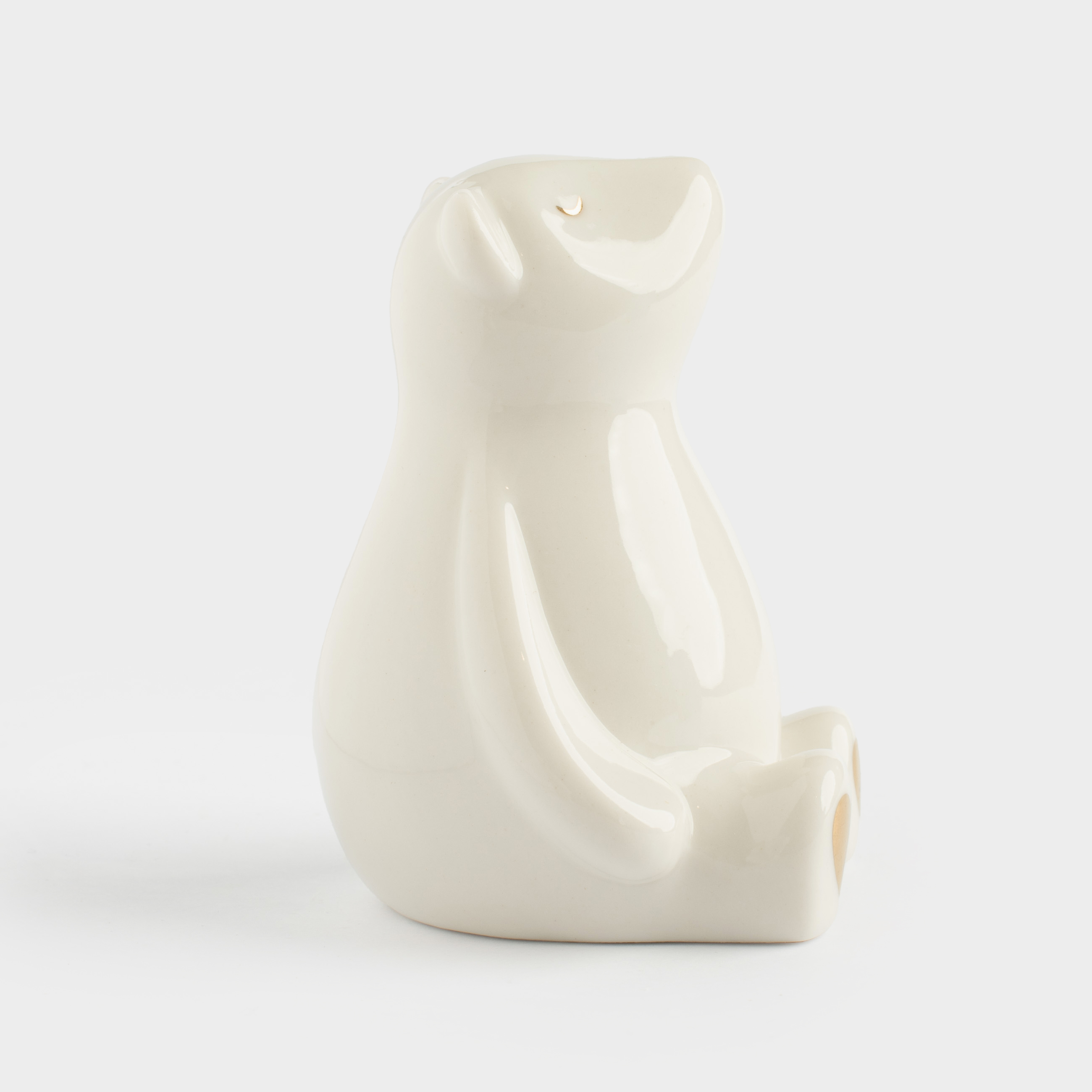 Statuette, 8 cm, porcelain P, milky-gold, Bear, Bear