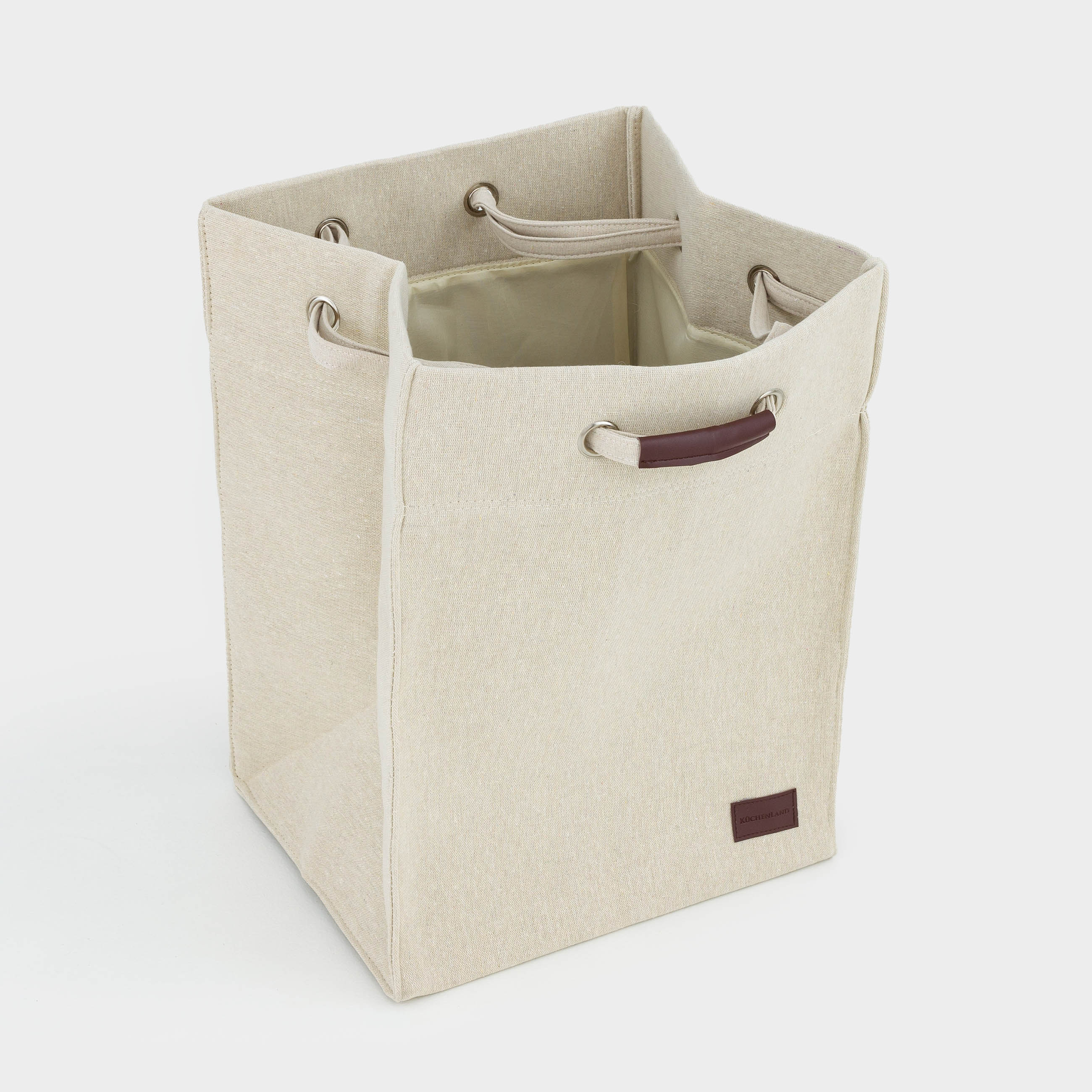 Laundry storage bag, 35x30x50 cm, canvas, rectangular, gray-beige, Solo, image-7