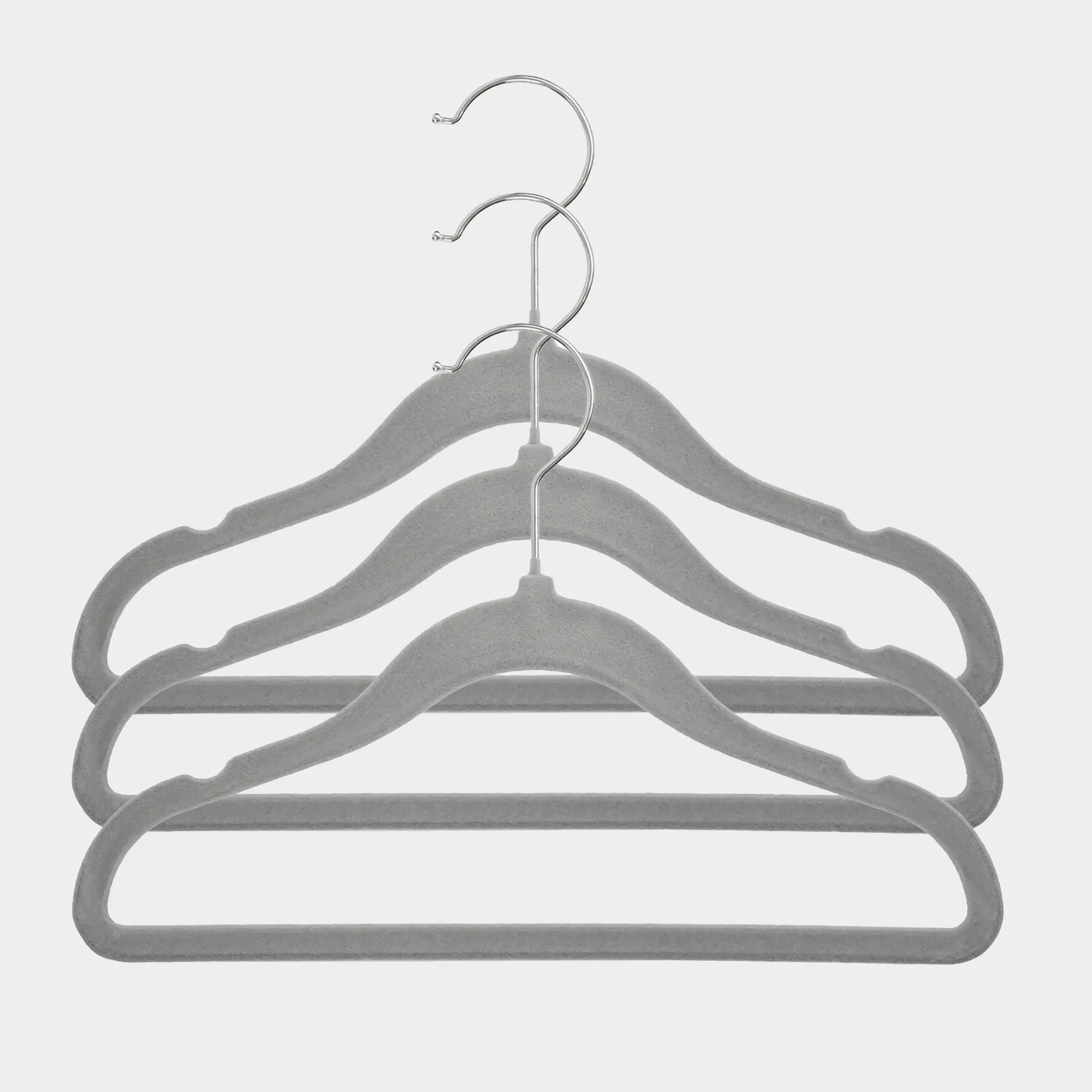 Hanger, 30 cm, 3 pcs, children's, flock, gray, Household, image-0