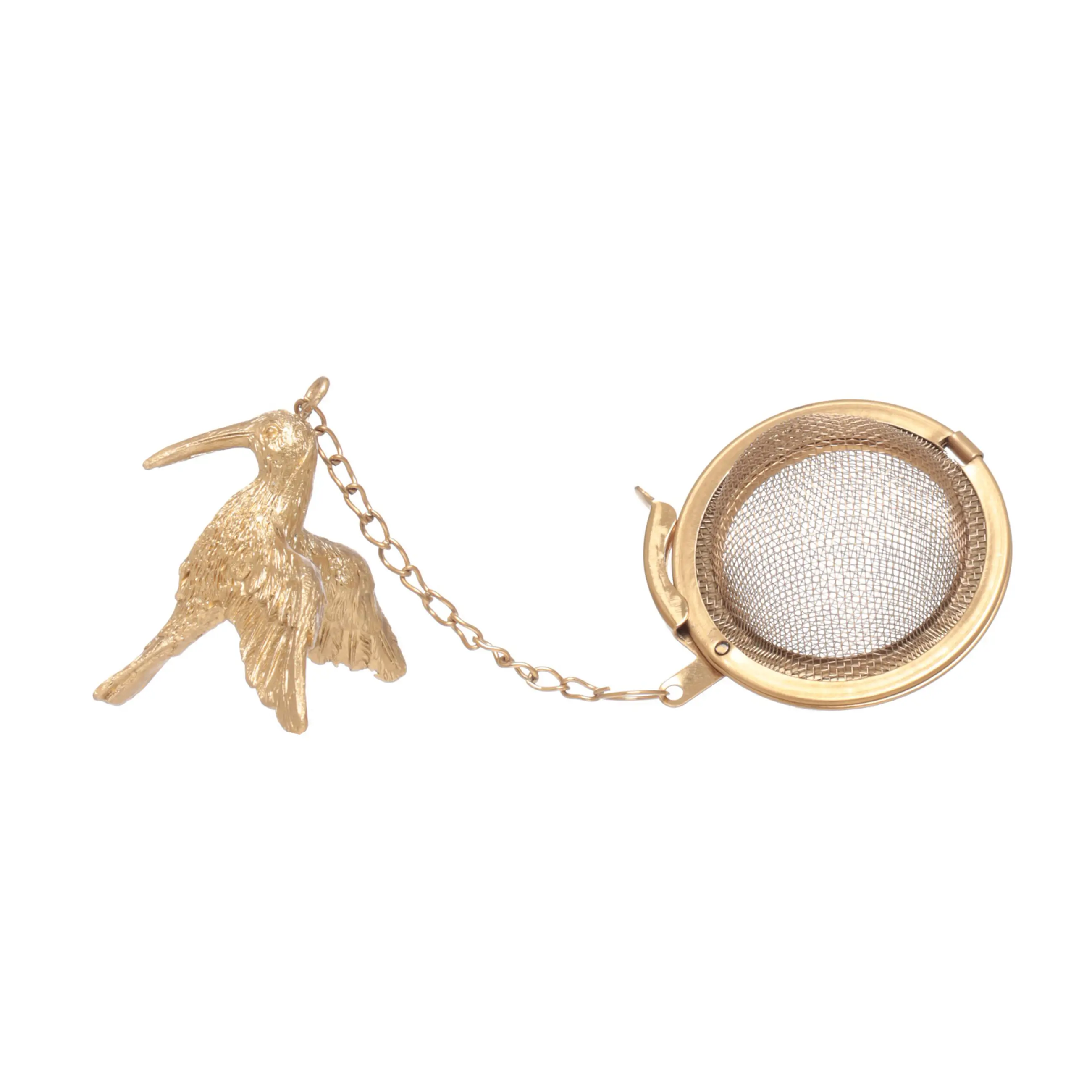 Tea strainer, 5 cm, polyresin / metal, golden, Hummingbird, Paradise garden