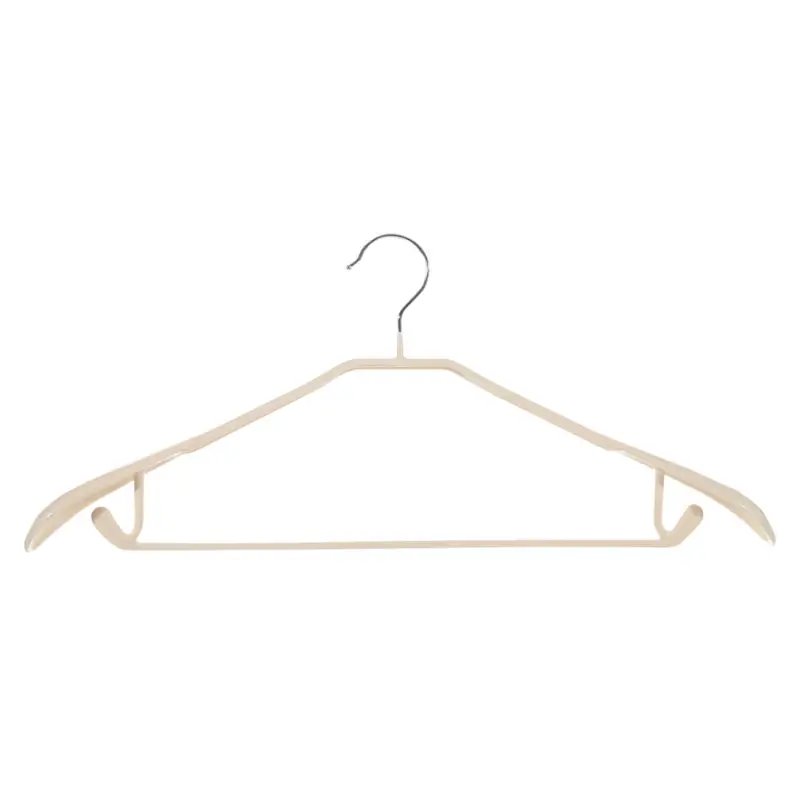 Hanger, 44 cm, with shoulder pad, with loops for trousers/skirts, metal coated, beige, Colorful house