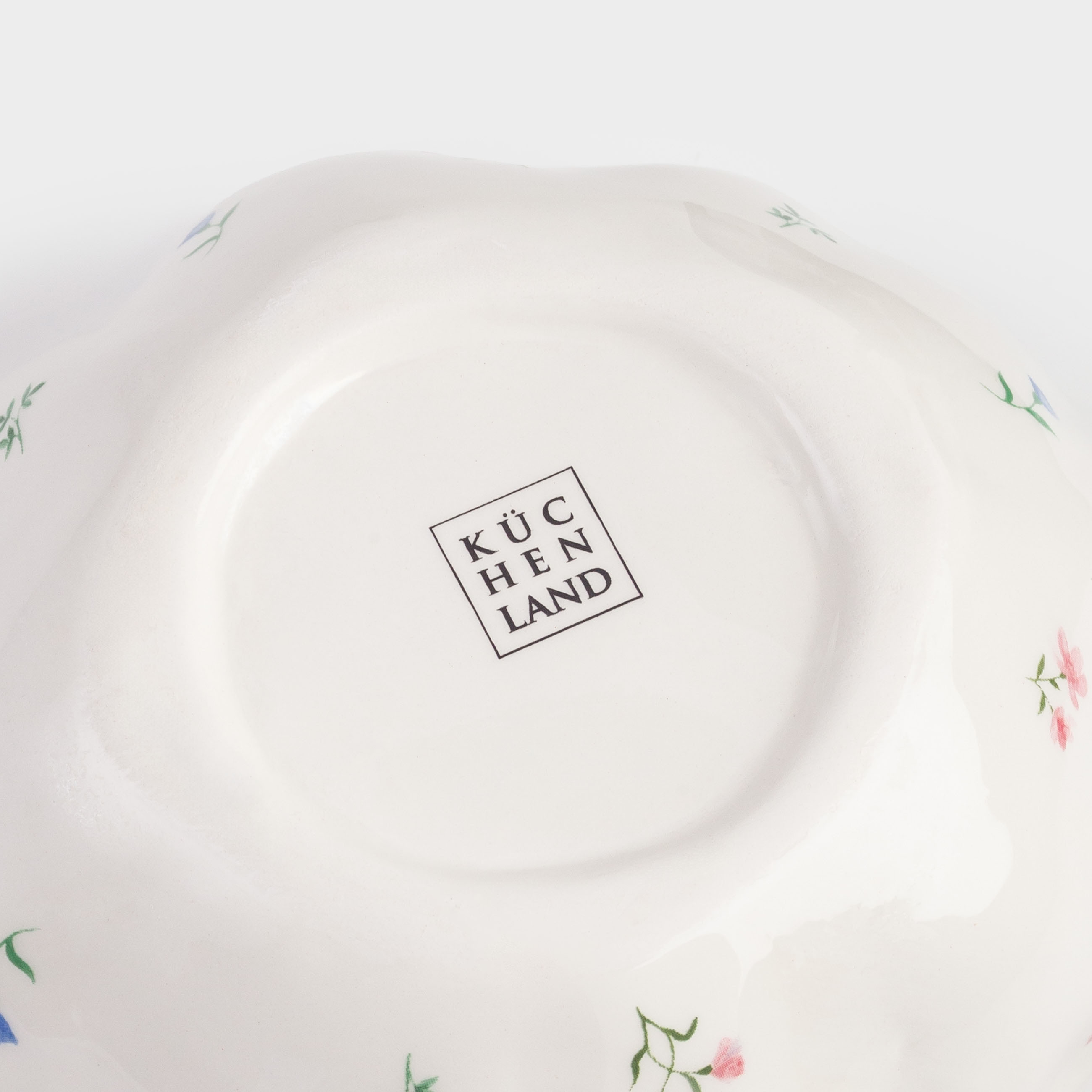 Salad bowl, 15x6 cm, 420 ml, ceramic, milky, Flowers, El flora