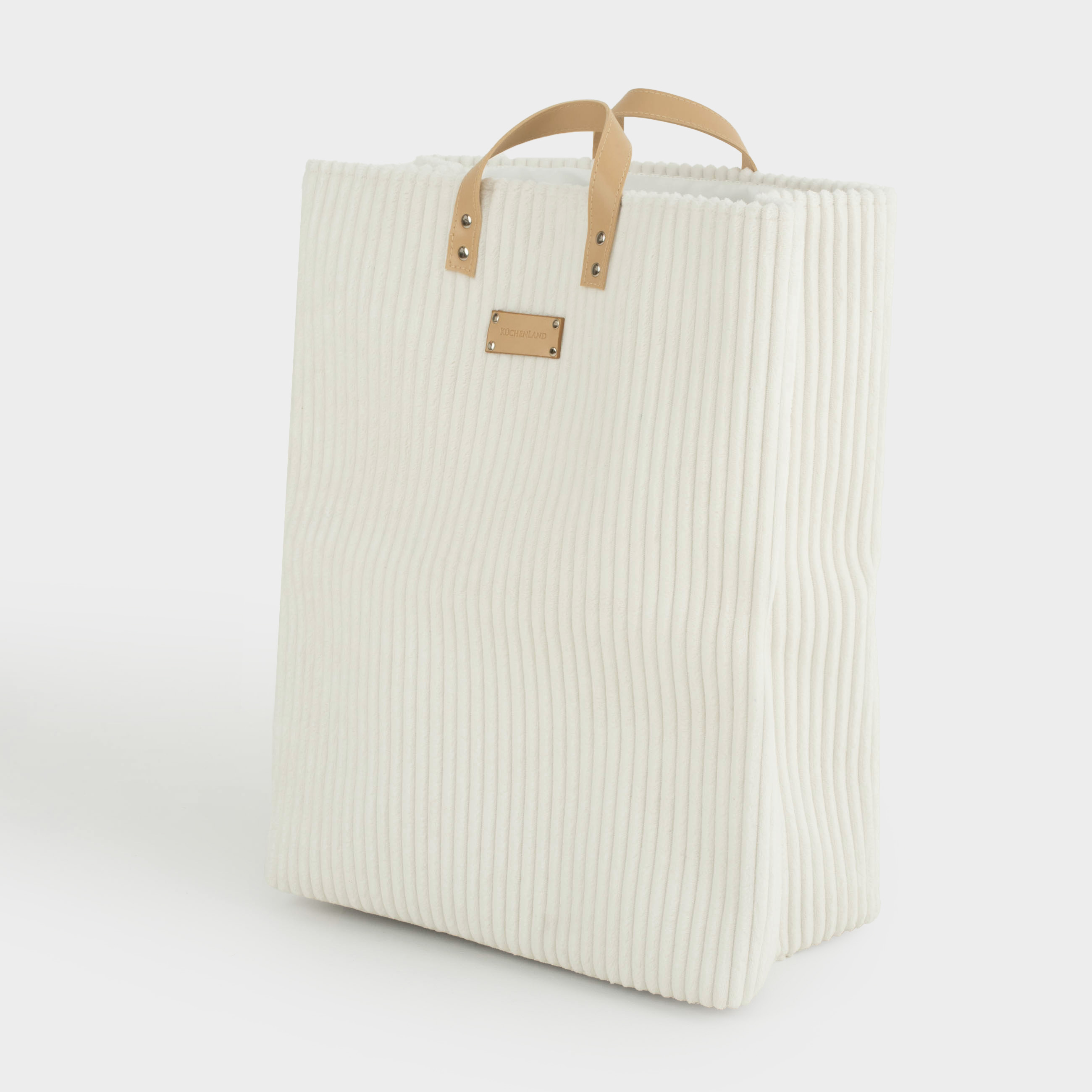 Laundry storage bag, 37x22x50 cm, with handles, polyester, rectangular, beige, Moire, image-1