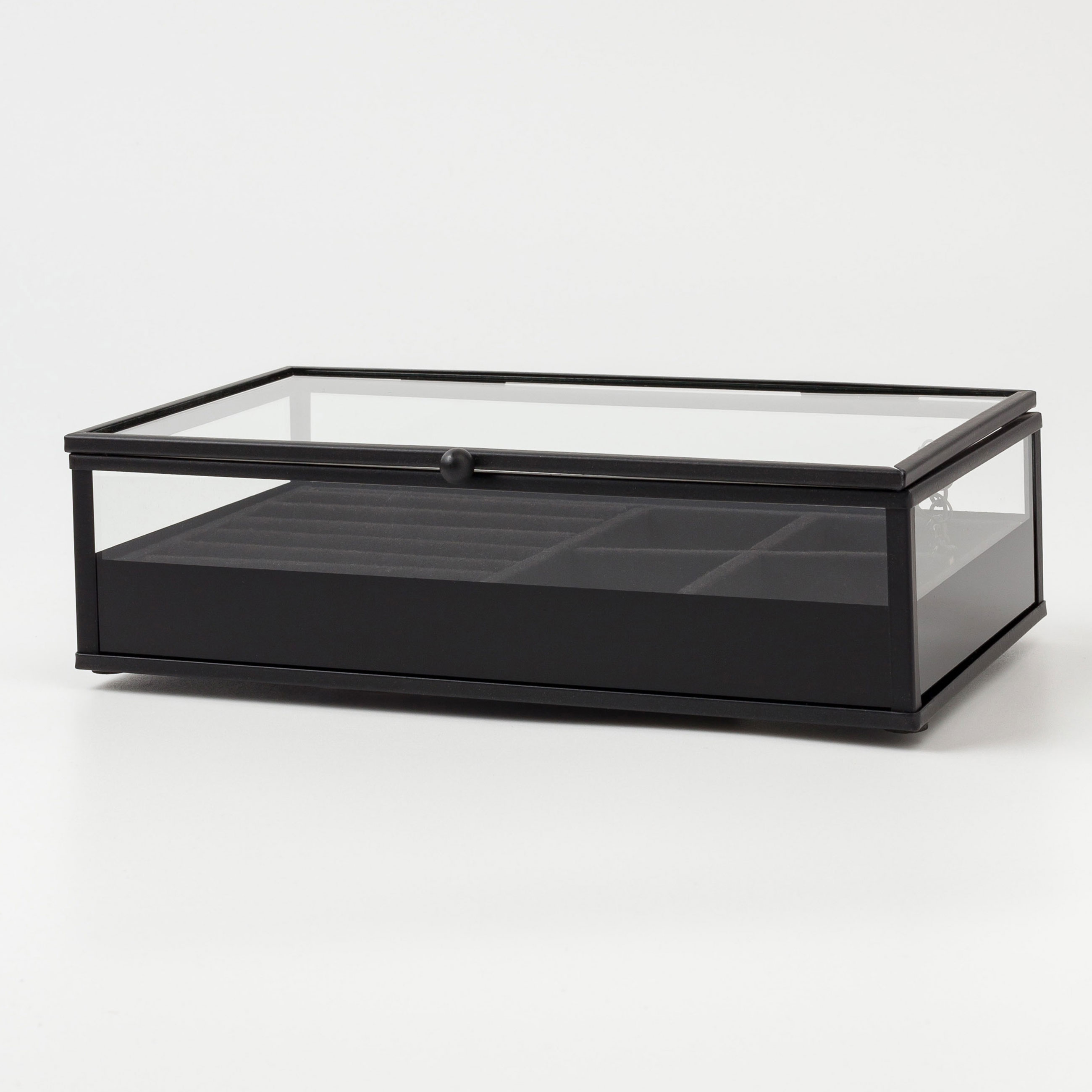 Jewelry box, 21x13 cm, glass / metal, black, Collection, image-0