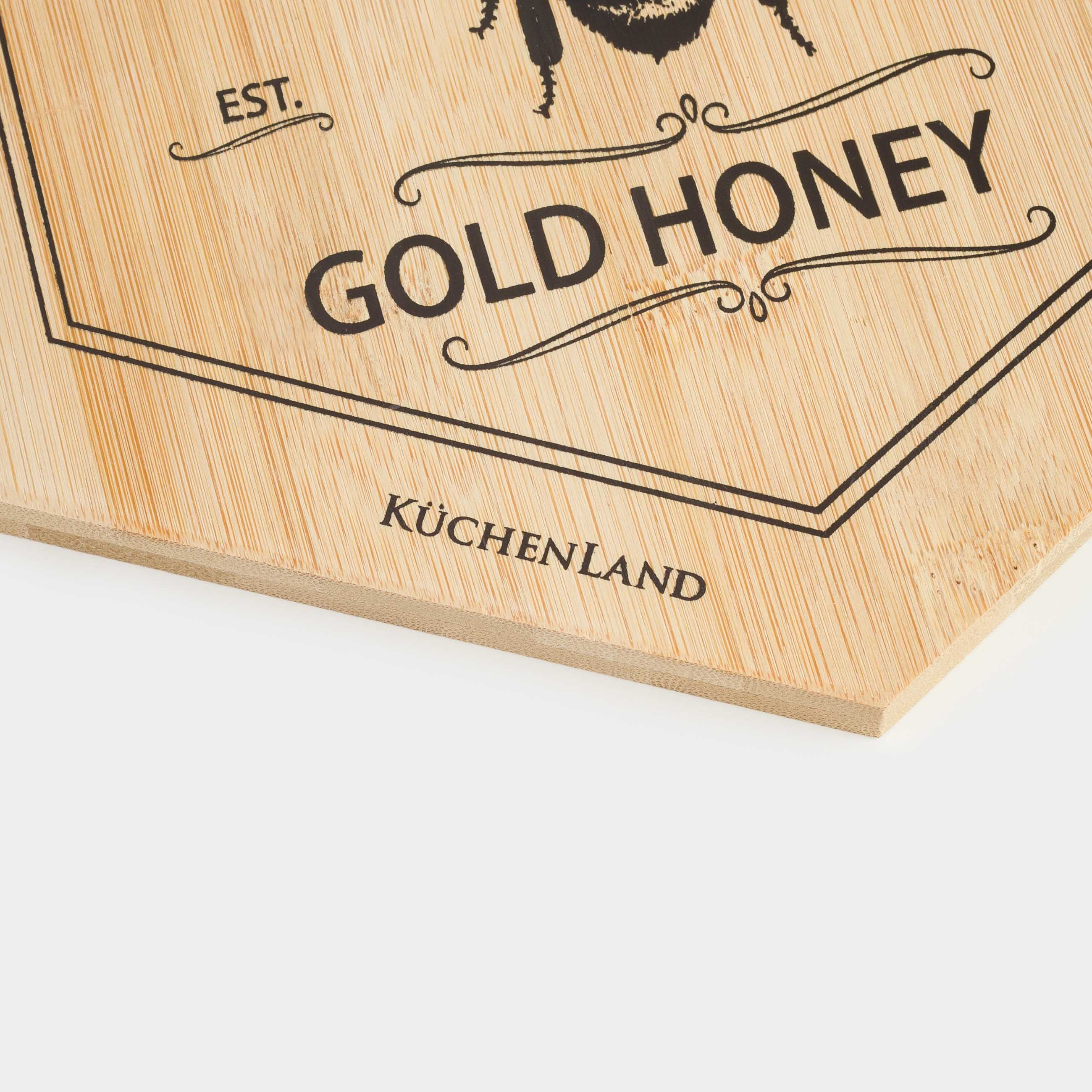 Cutting board, 25x22 cm, bamboo, hexagonal, Bee, Honey, image-3