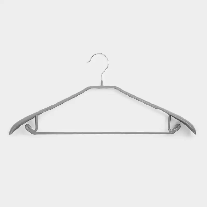 Hanger, 44 cm, with shoulder pad, with loops for trousers/skirts, metal coated, gray, Colorful house