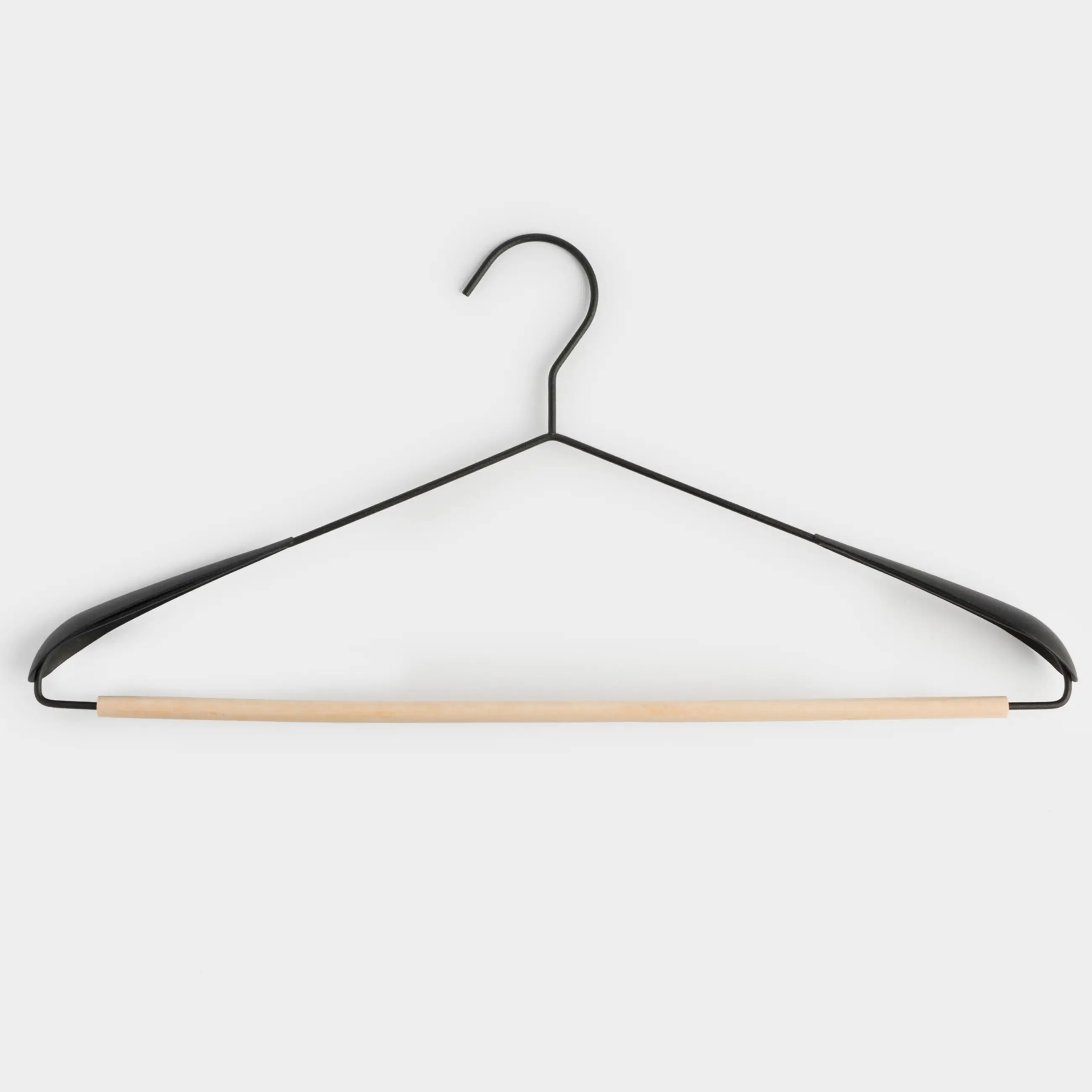Coat hanger, 44 cm, for jackets and outerwear, metal / wood, black, Attic, image-0