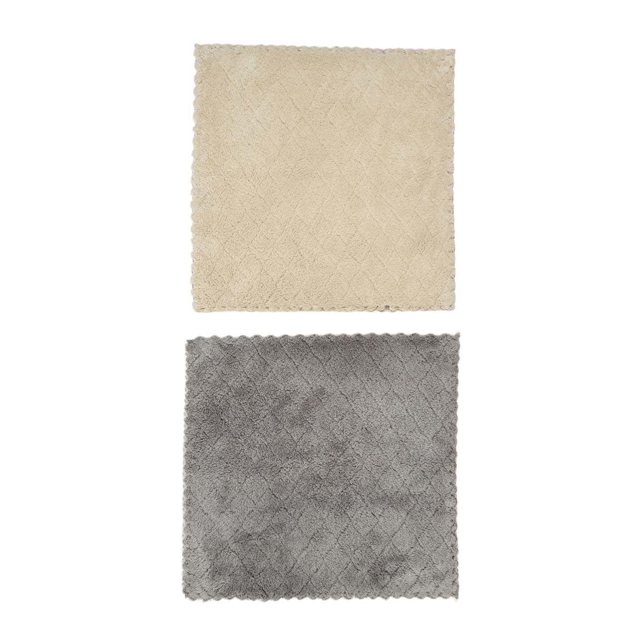 Kitchen cloth, 30x30 cm, 2 pcs, microfiber, beige/gray, Pile with patterns, Clean