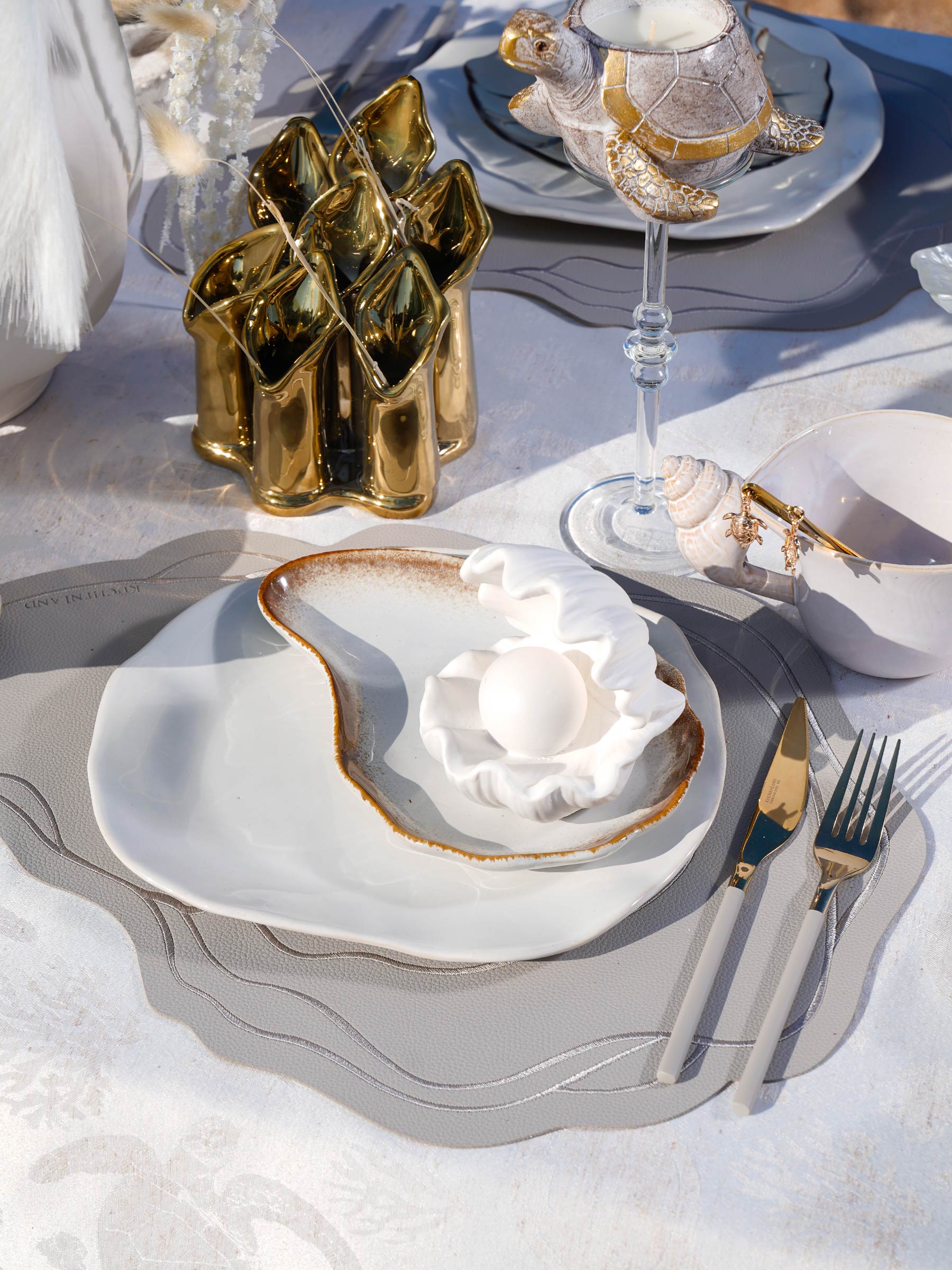 Decorative lamp, 10x11 cm, porcelain P, white, Shell with pearl, Tridacna, image-9