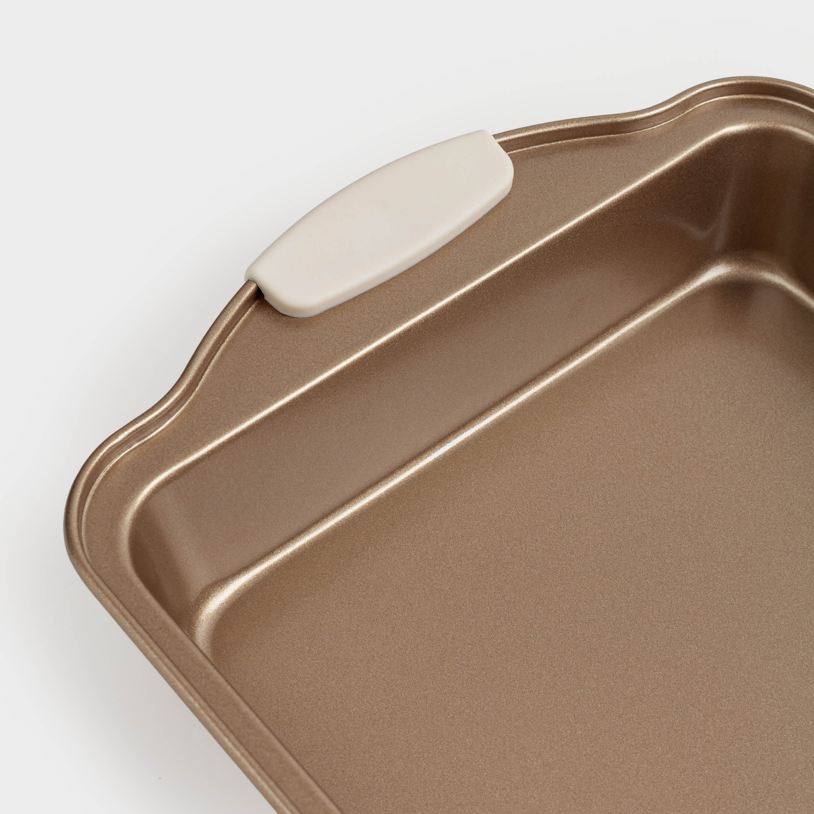 Baking dish, 28x22 cm, with handles, steel / silicone, square, copper, Resto 