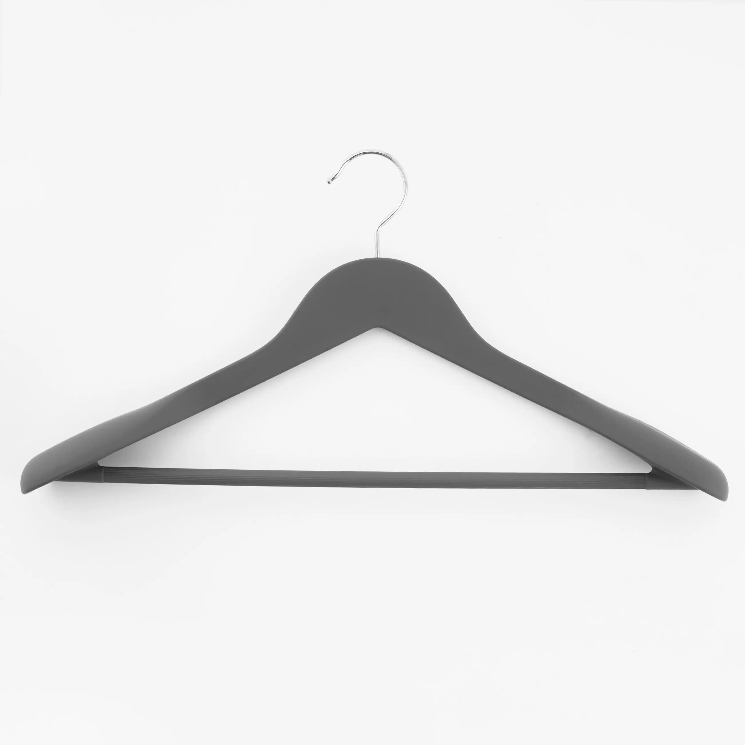 Coat hanger, 44 cm, for jackets and outerwear, plastic coated, grey, Fun house, image-0