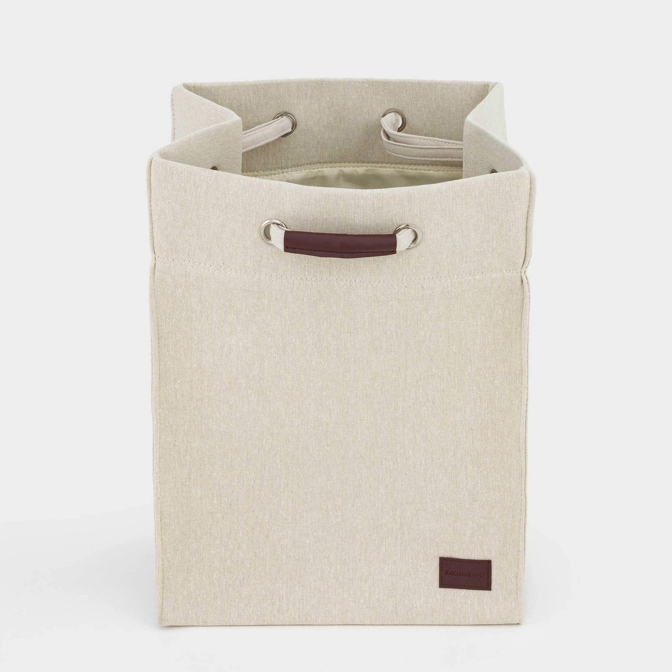 Laundry storage bag, 35x30x50 cm, canvas, rectangular, gray-beige, Solo, image-2