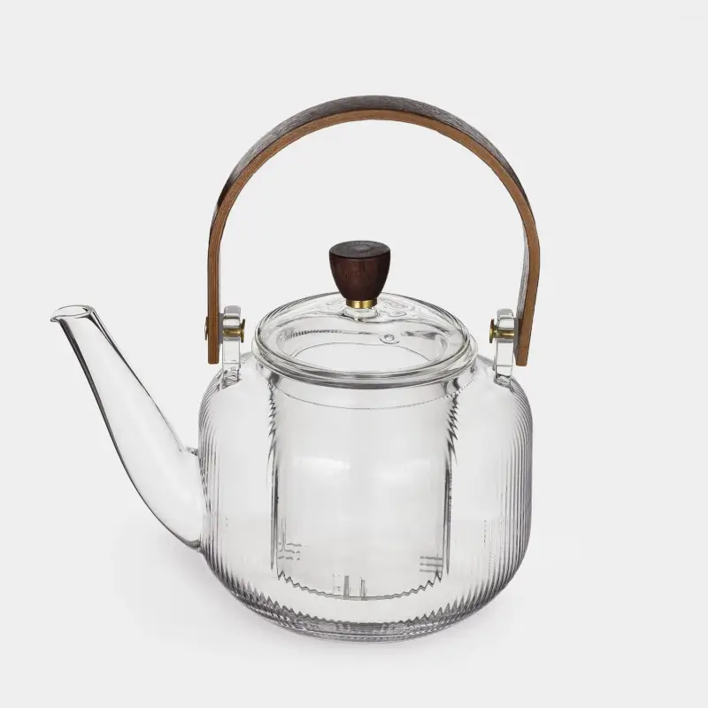 Teapot, 700 ml, glass B / wood, Ribby, image-0