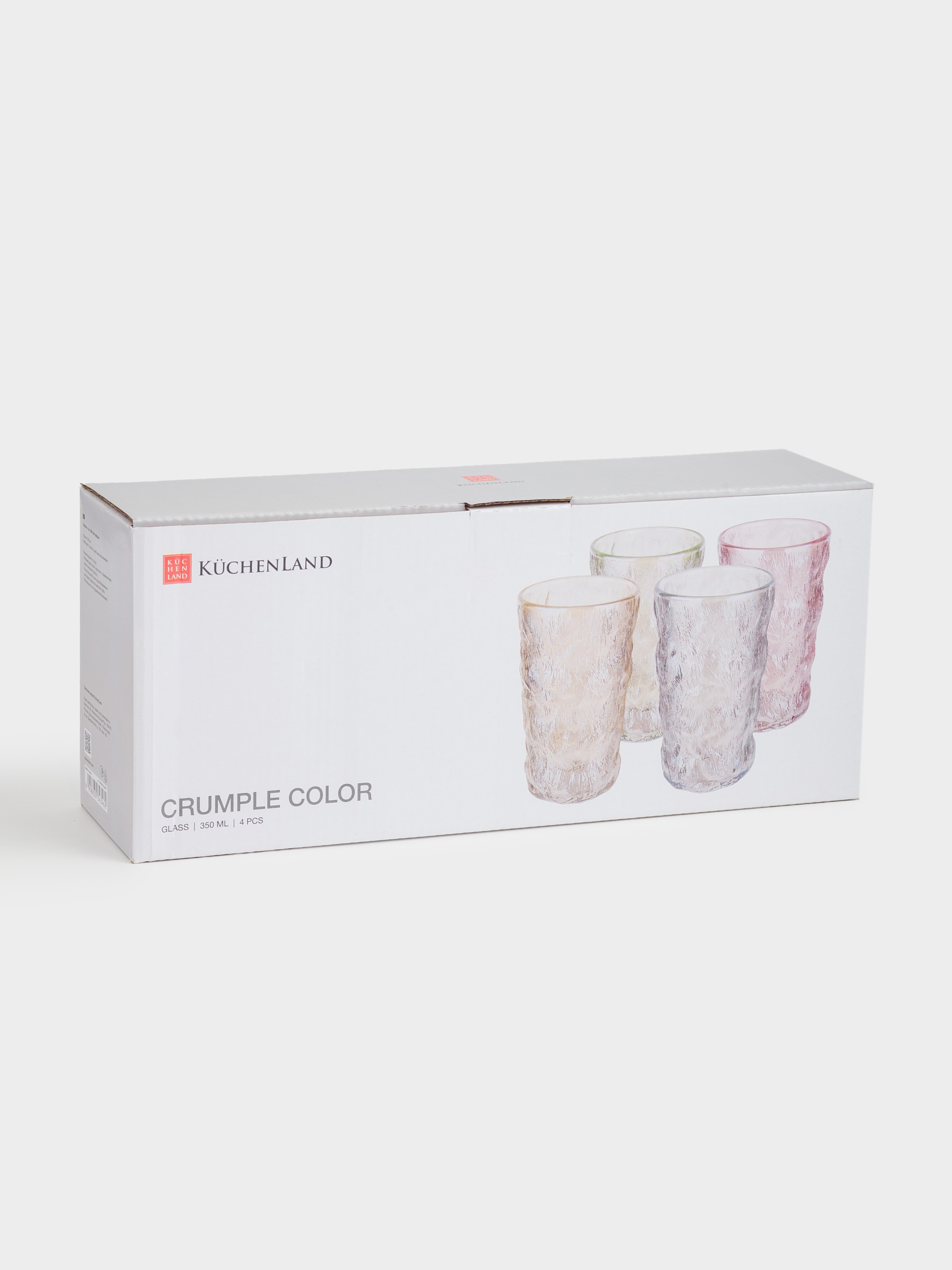 Glass, 13 cm, 350 ml, 4 pcs, glass R, color mix, Crumpled effect, Crumple color, image-4