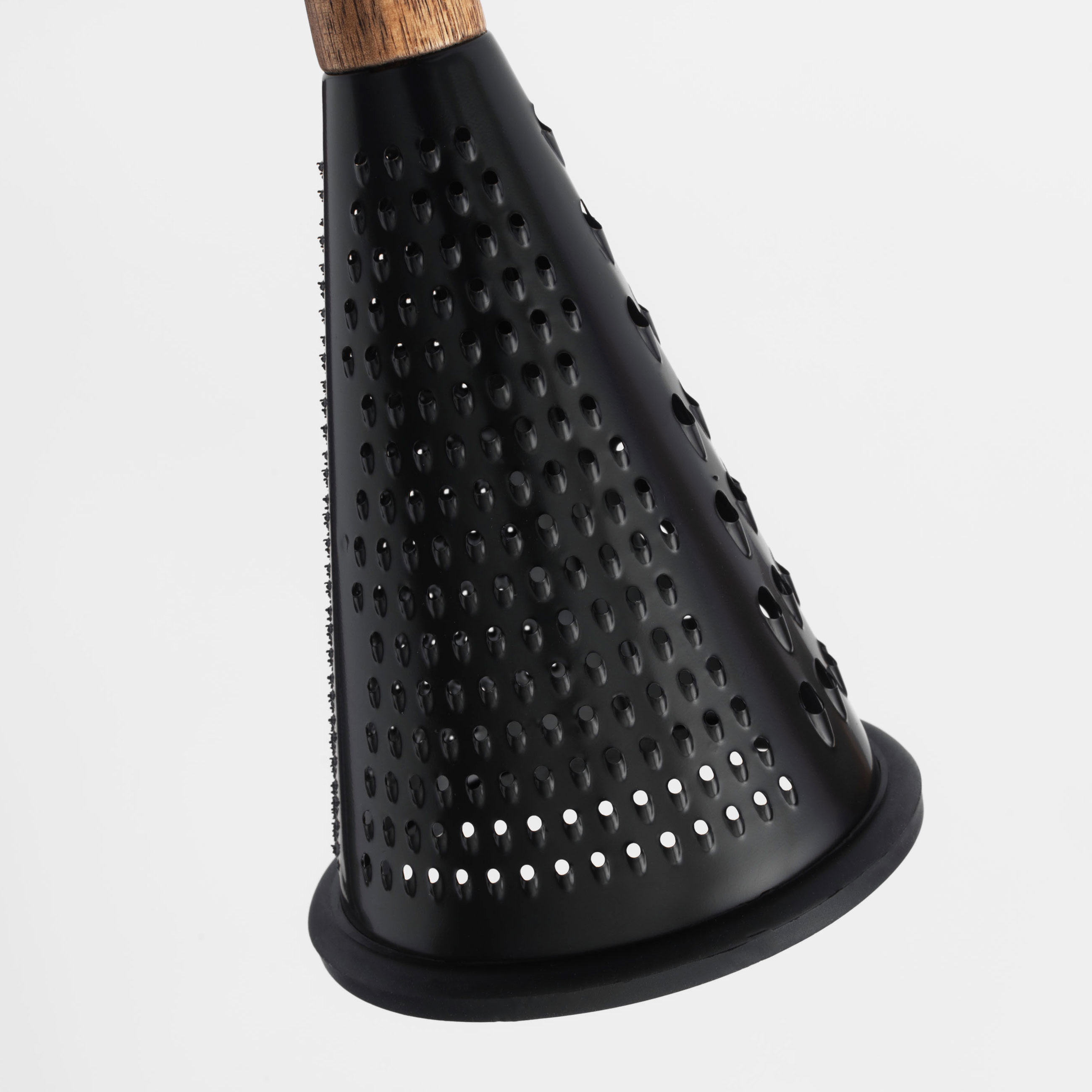 Grater, 25 cm, steel / wood, round, Black, Black style