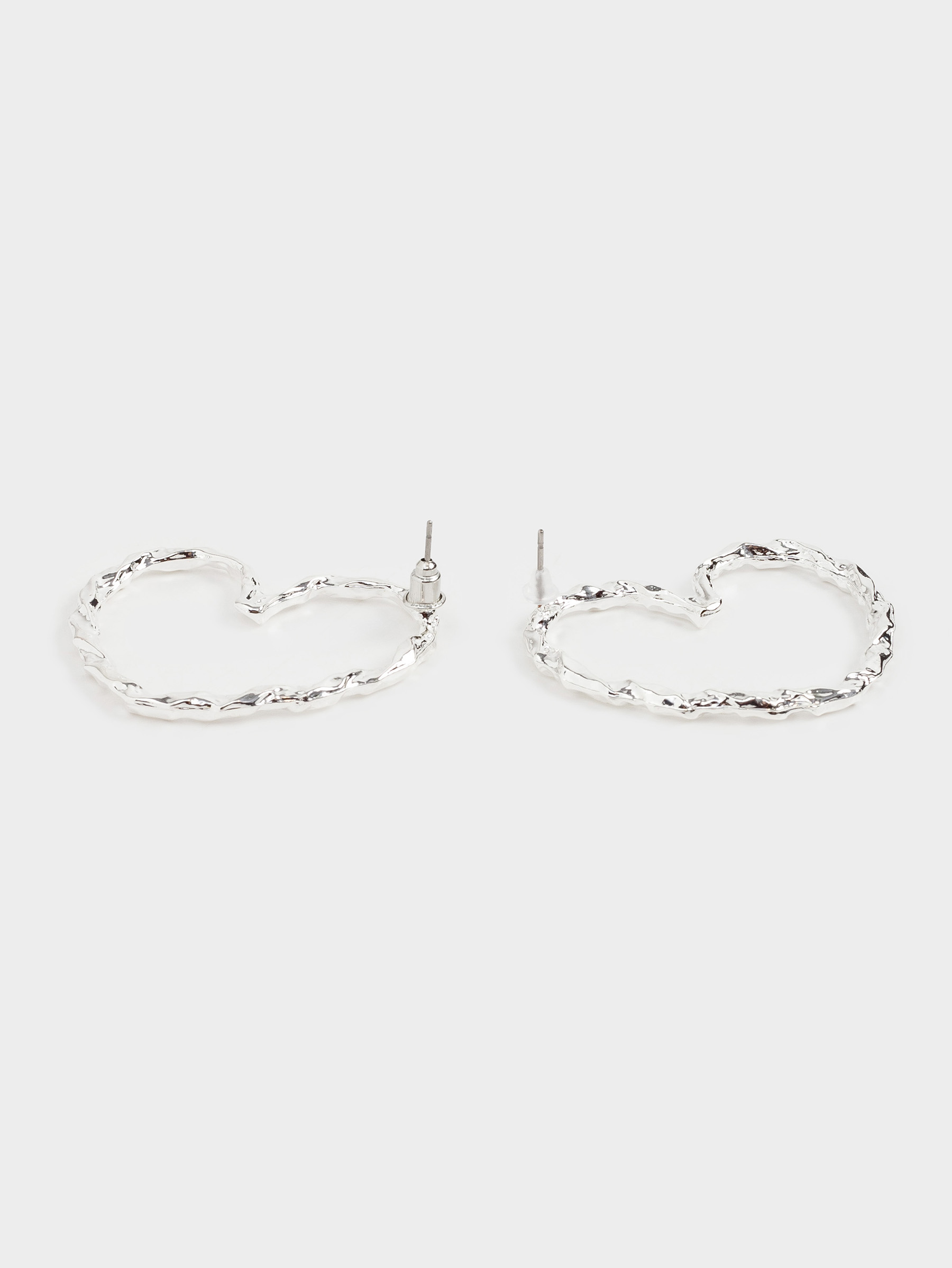 Stud earrings, 4 cm, 2 pieces, metal, silver, Hearts, Jewelry heart