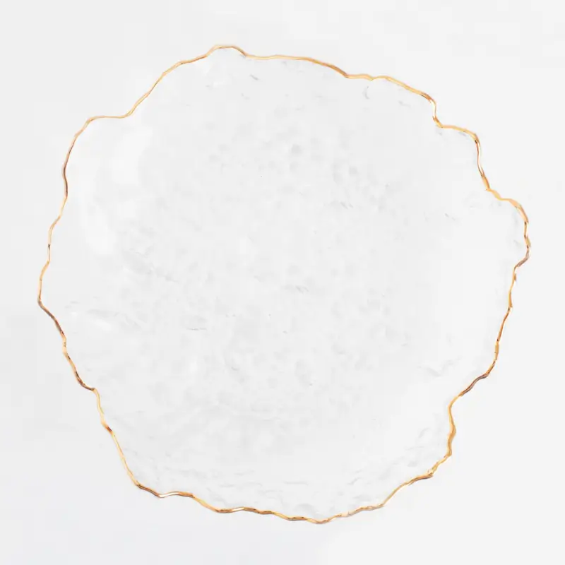 Dish, 26 cm, glass, with golden edging, Nautilus gold