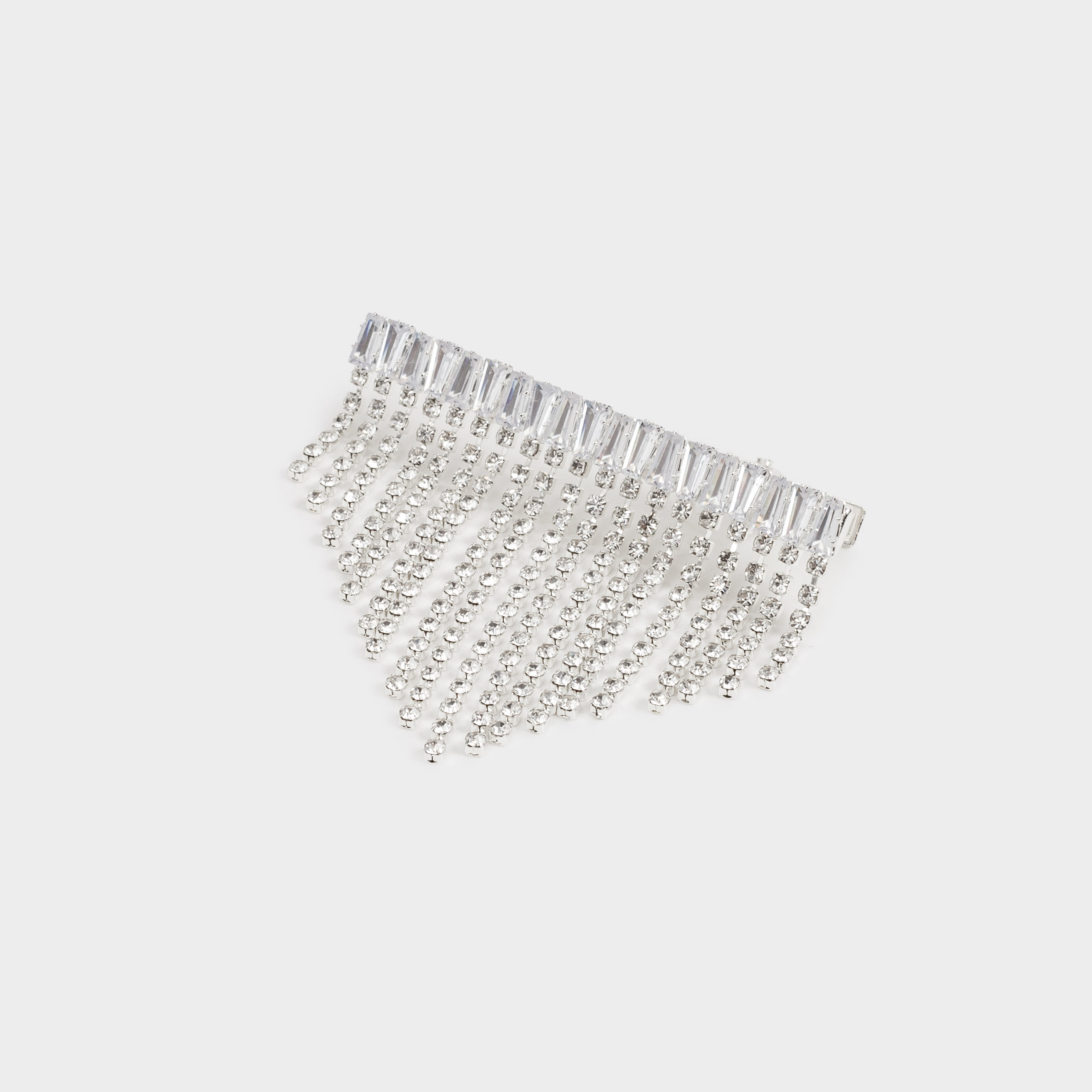 Hair clip, 6 cm, metal / rhinestones, silver, Jewelry crystal