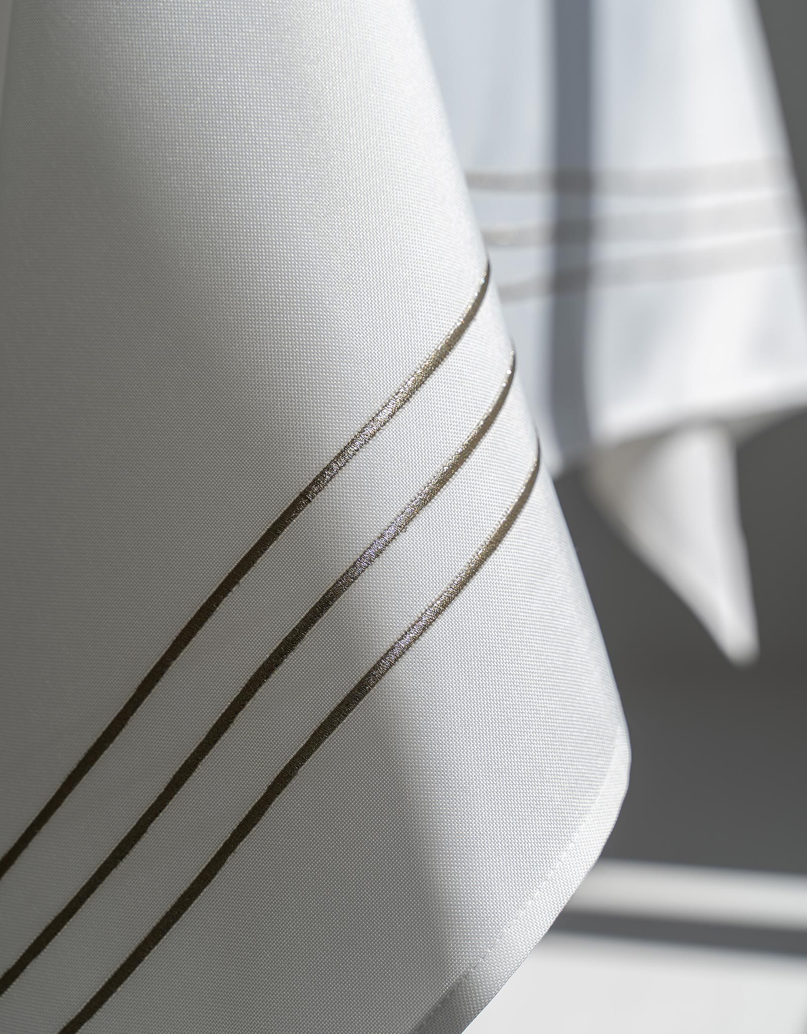 Tablecloth, 170x250 cm, polyester, white, Lines, Trim gold, image-7