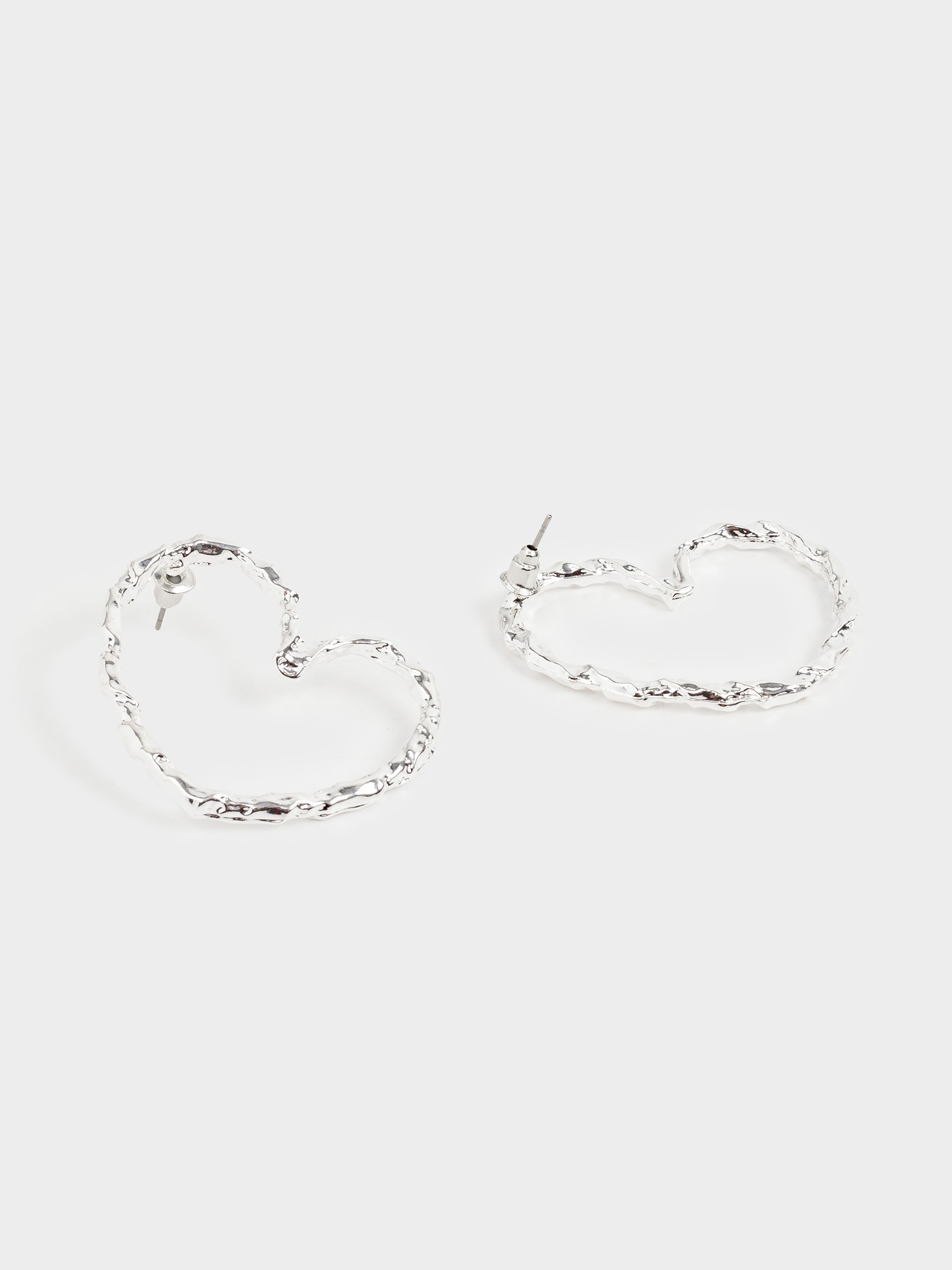 Stud earrings, 4 cm, 2 pieces, metal, silver, Hearts, Jewelry heart
