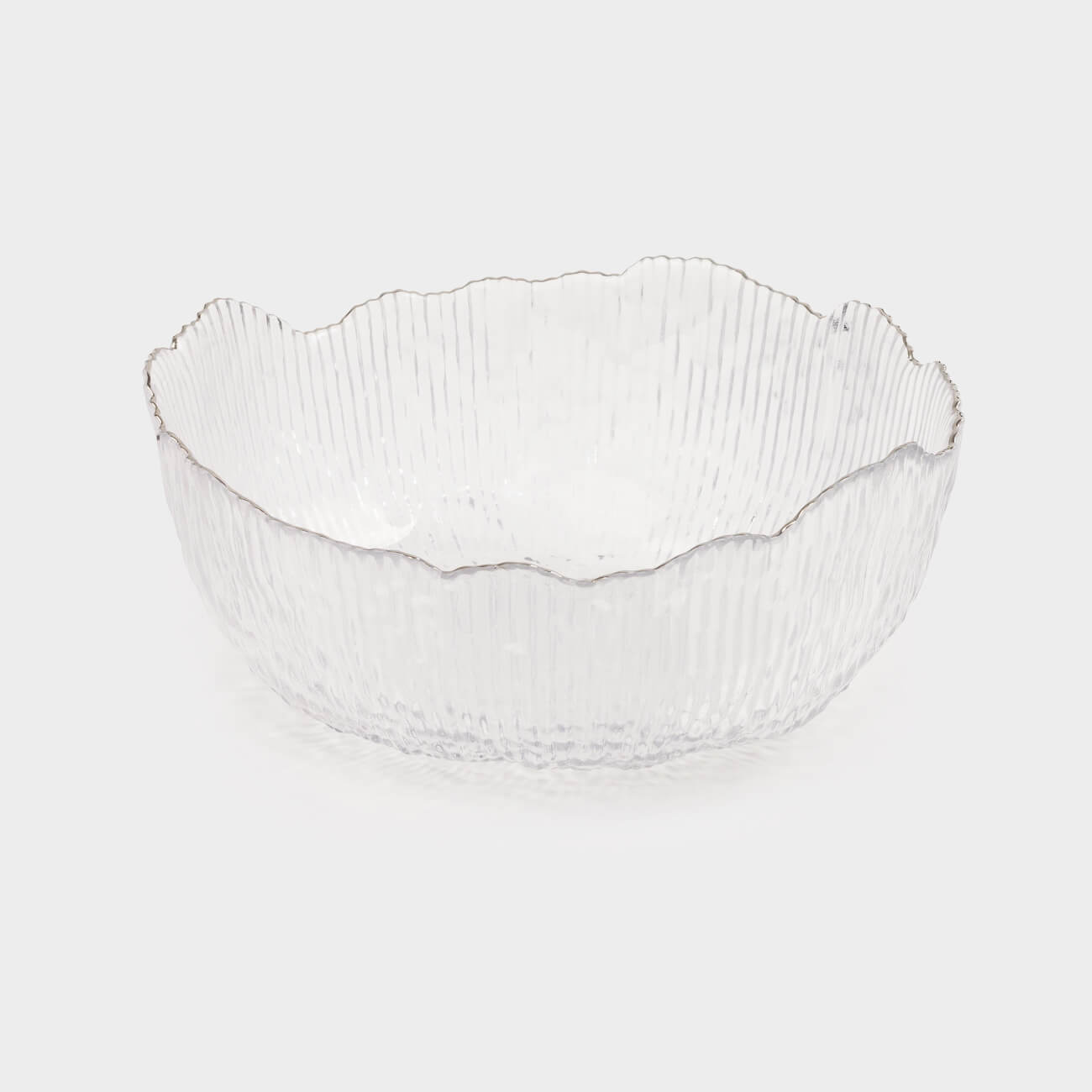 Salad bowl, 20x9 cm, 1,3 l, glass R, with silver edging, Argos silver, image-0