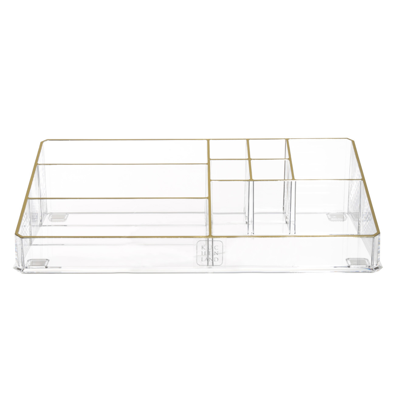 Organizer for cosmetics, 28x7 cm, 9 otd, plastic, gold edging, Dorado, image-2