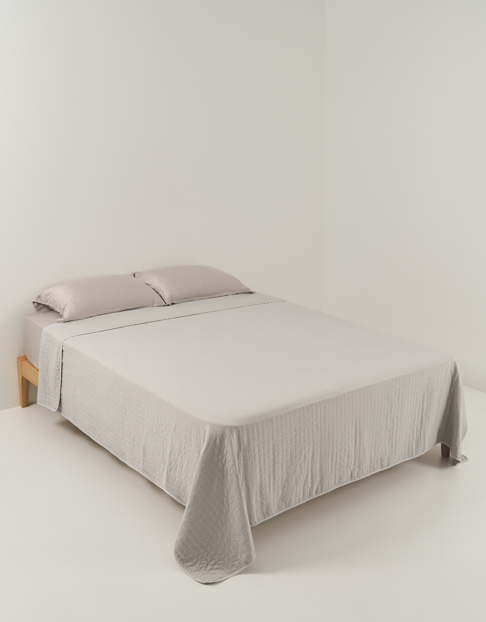 Bedspread, 220x240 cm, quilted, microfiber, grey, Stripes, Stitch, image-4