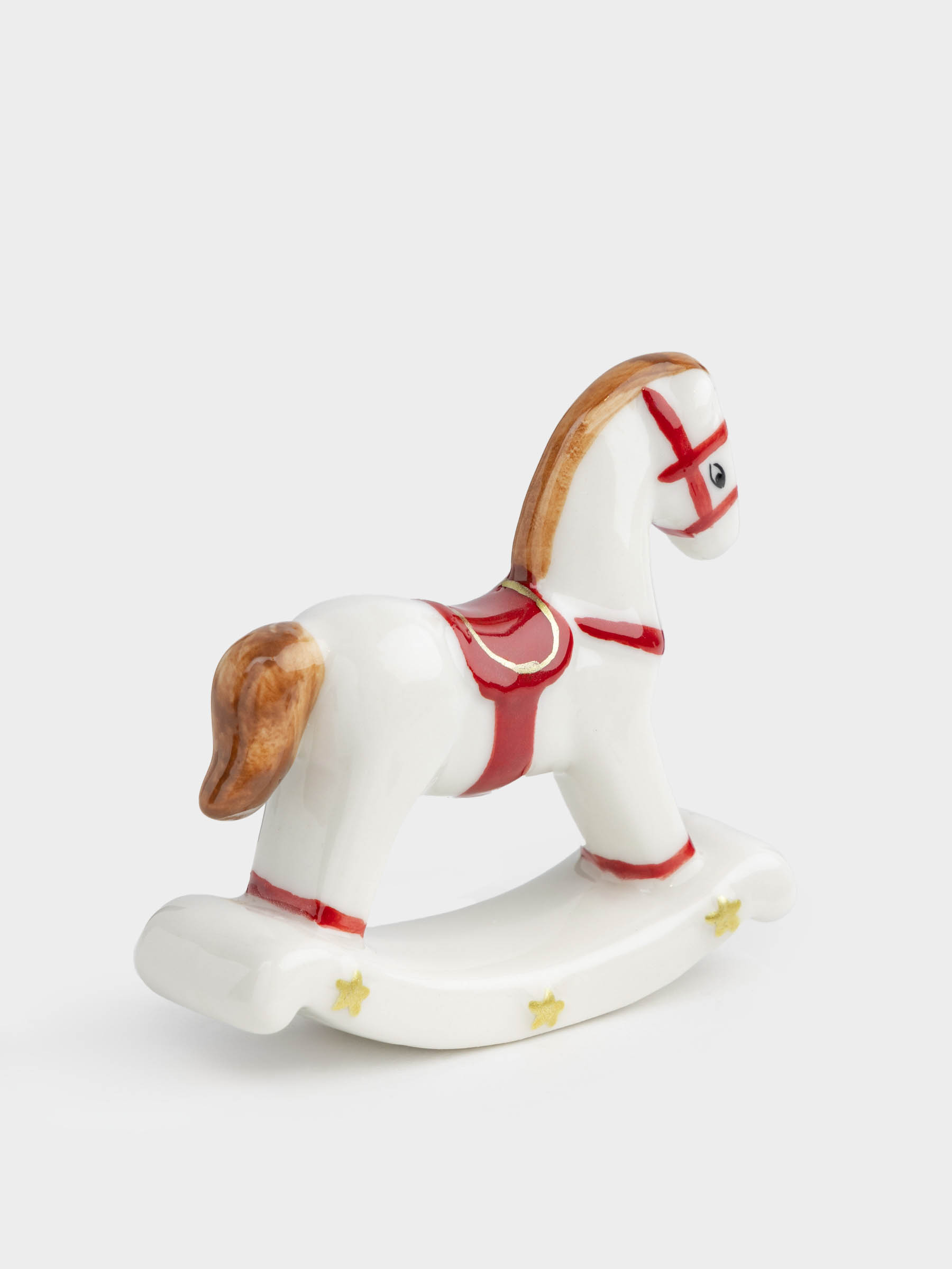 Statuette, 7 cm, porcelain P, white, rocking horse, Antique horse, image-3