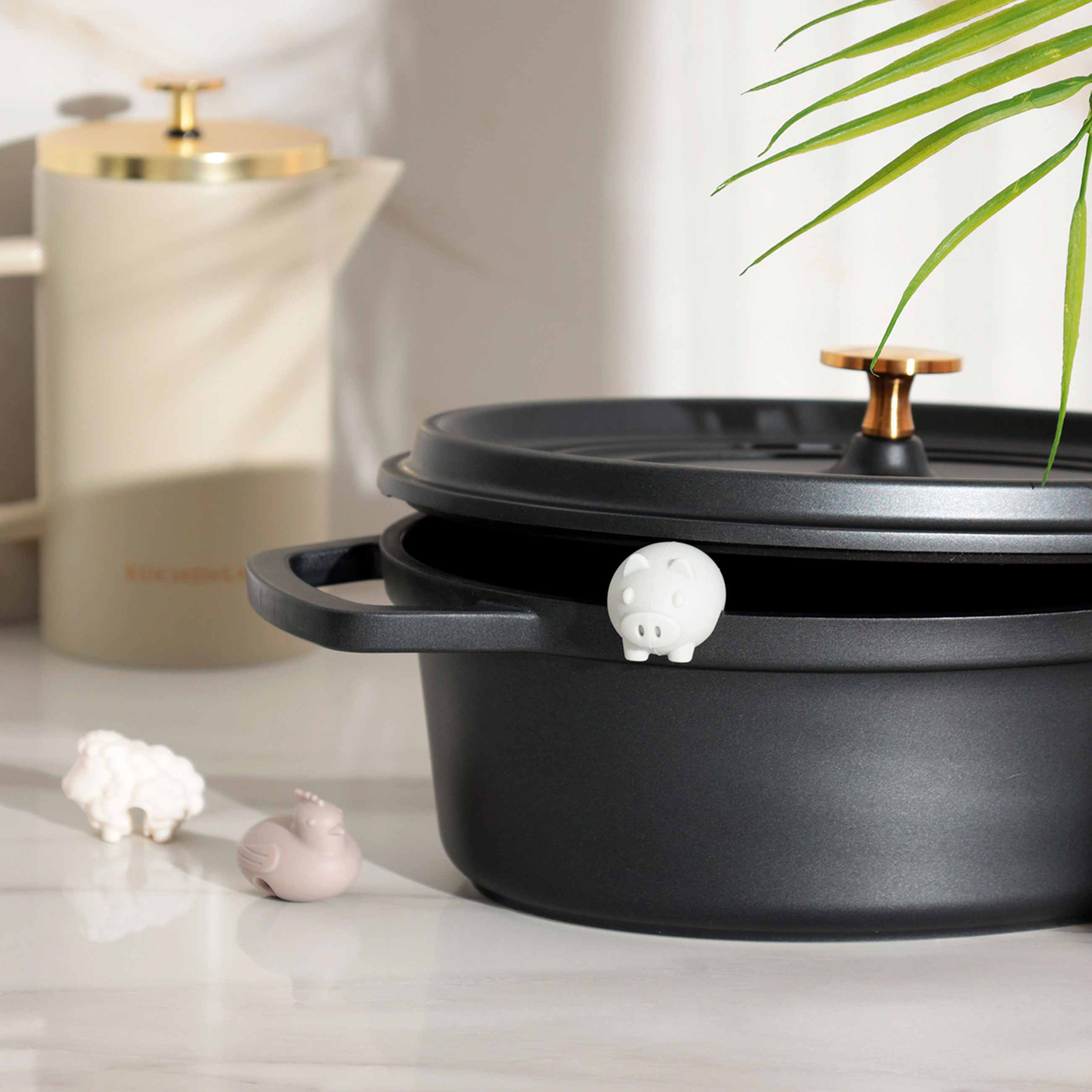 Pot lid holder, 3 pcs, Silicone, Mix, Animals, Soft kitchen