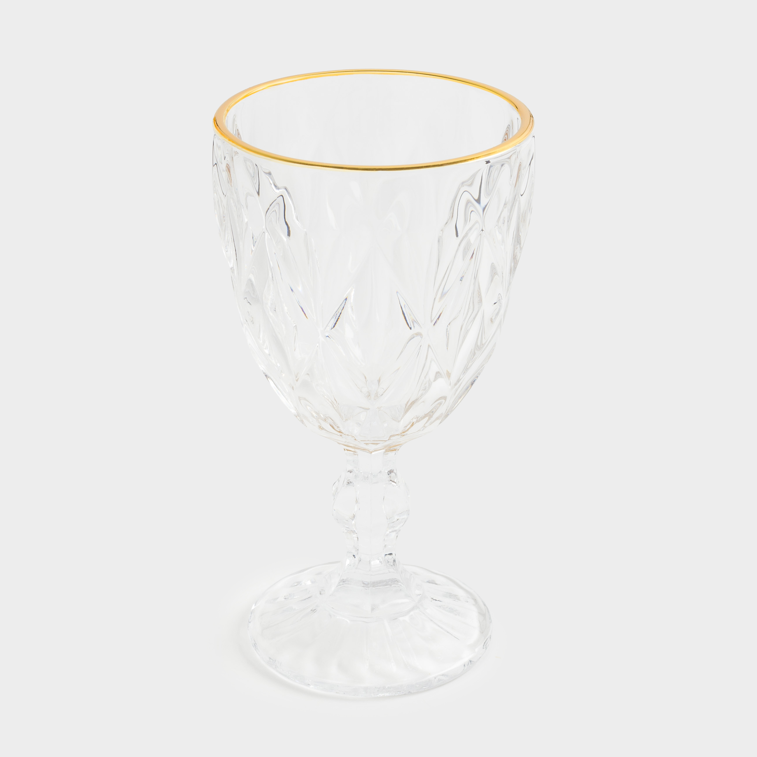 Wine glass, 300 ml, glass R, with golden edging, Rhomb gold