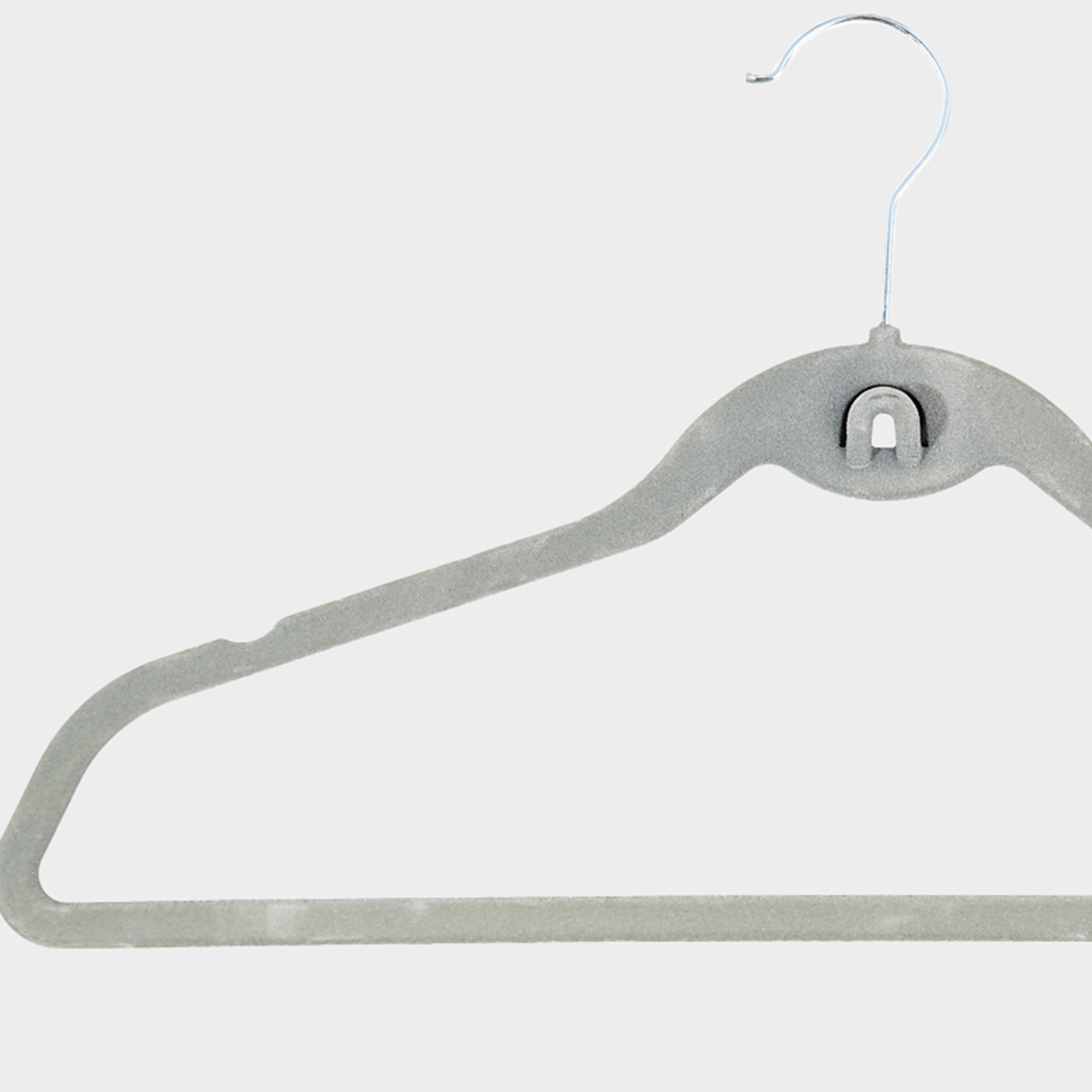 Hanger-hangers, 44 cm, 4 pcs, with a loop for the second hangers, flock, gray, Household