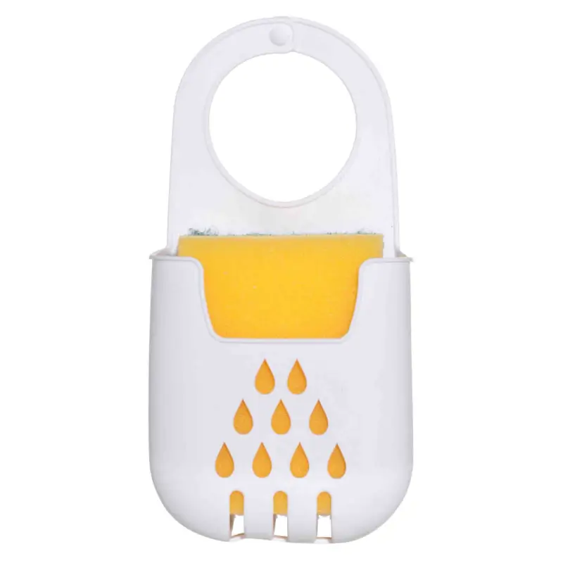 Kitchen sponge holder, 18x9 cm, Hanging, Rubber, White, Drops, Keeping