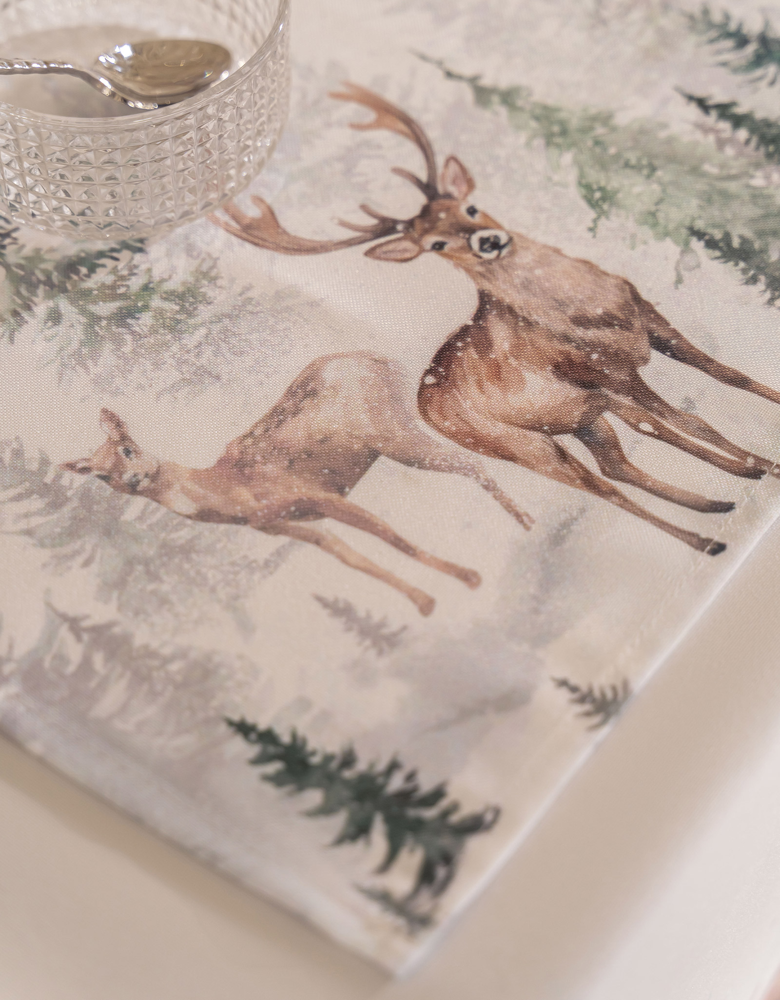 Placemat, 30x45 cm, polyester, rectangular, white, Moose in the forest, Moose story, image-3