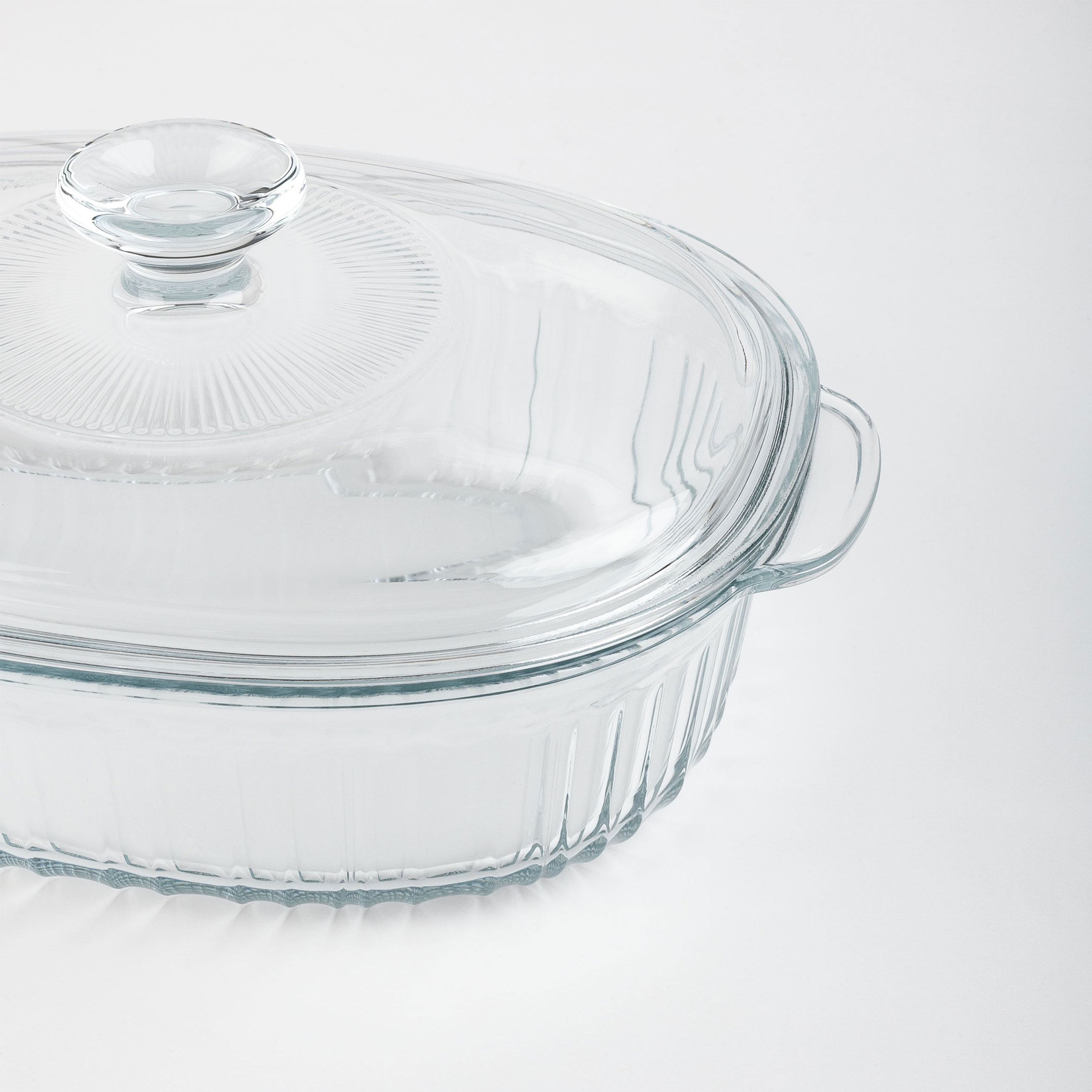 Baking dish, 27x19 cm, 1.8 L, with lid, glass T, Oval, Cook ribbed