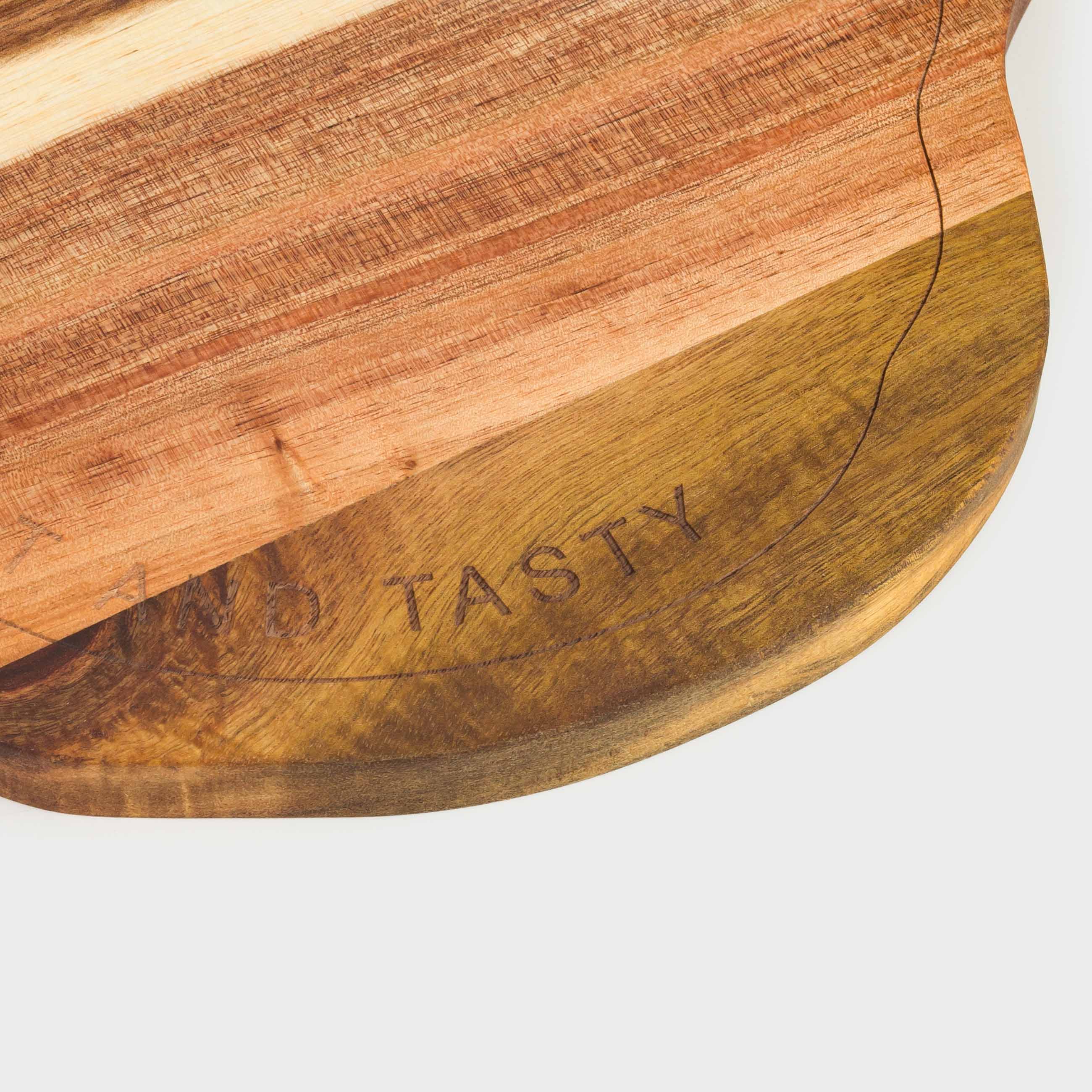Steak serving dish, 33x17 cm, with handle, with sauce bowl, wood / porcelain P, Steak, BBQ