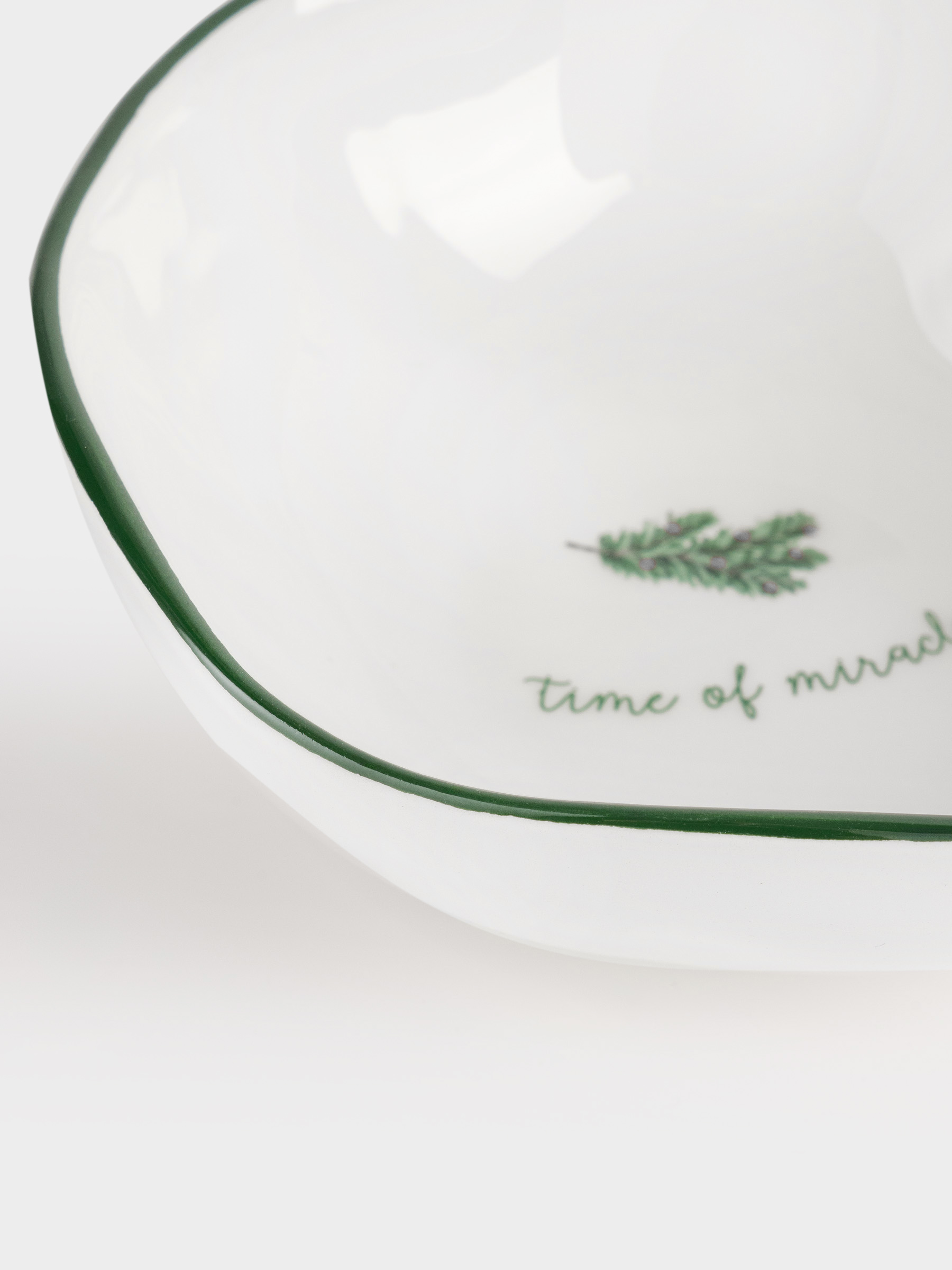 Salad bowl, 15x5 cm, 370 ml, ceramic, Fir branch, Christmas green, image-3