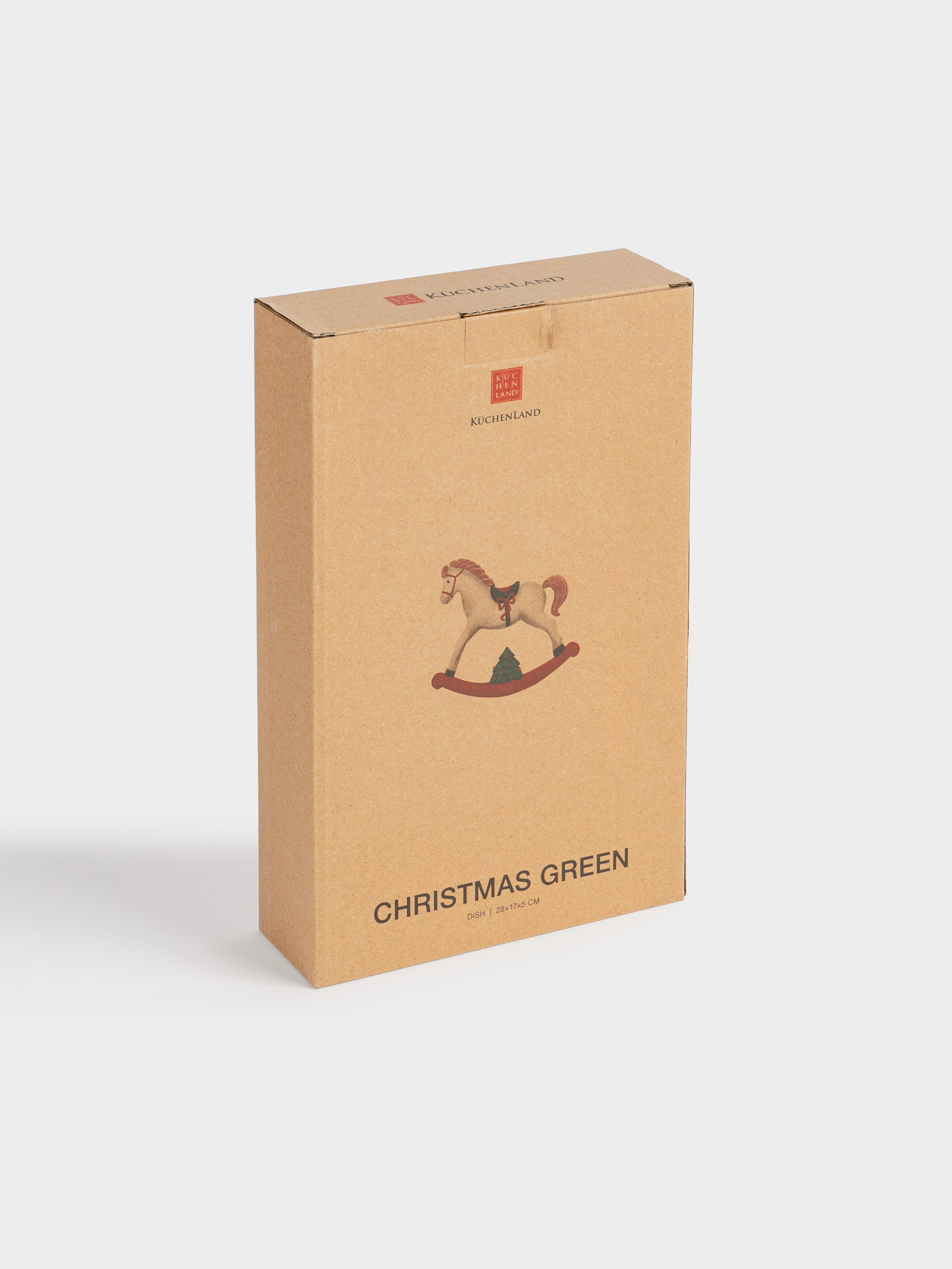 Dish, 28x17x5 cm, with sides, ceramic, oval, Horse with Christmas tree, Christmas green, image-8