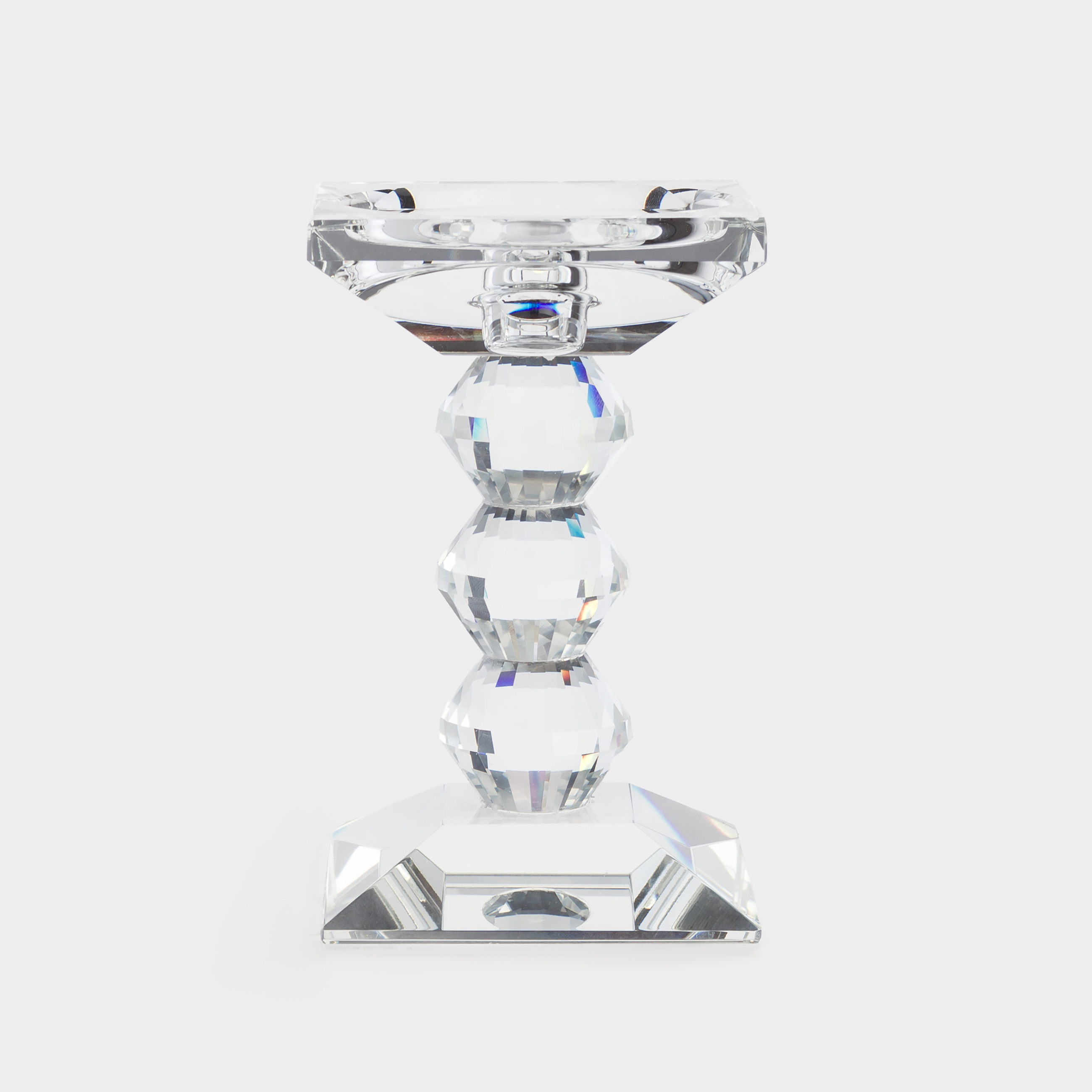 Candle holder, 15 cm, for cylindrical / thin candles, on a leg, glass, Lux crystal, image-0
