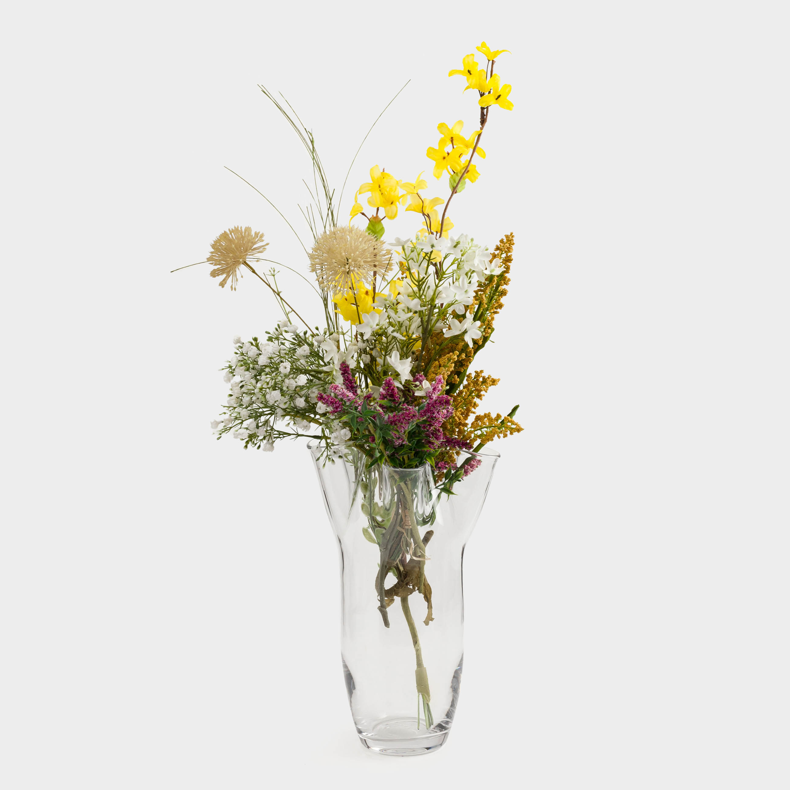Flower vase, 31 cm, Glass, Crumpled effect, Crumple